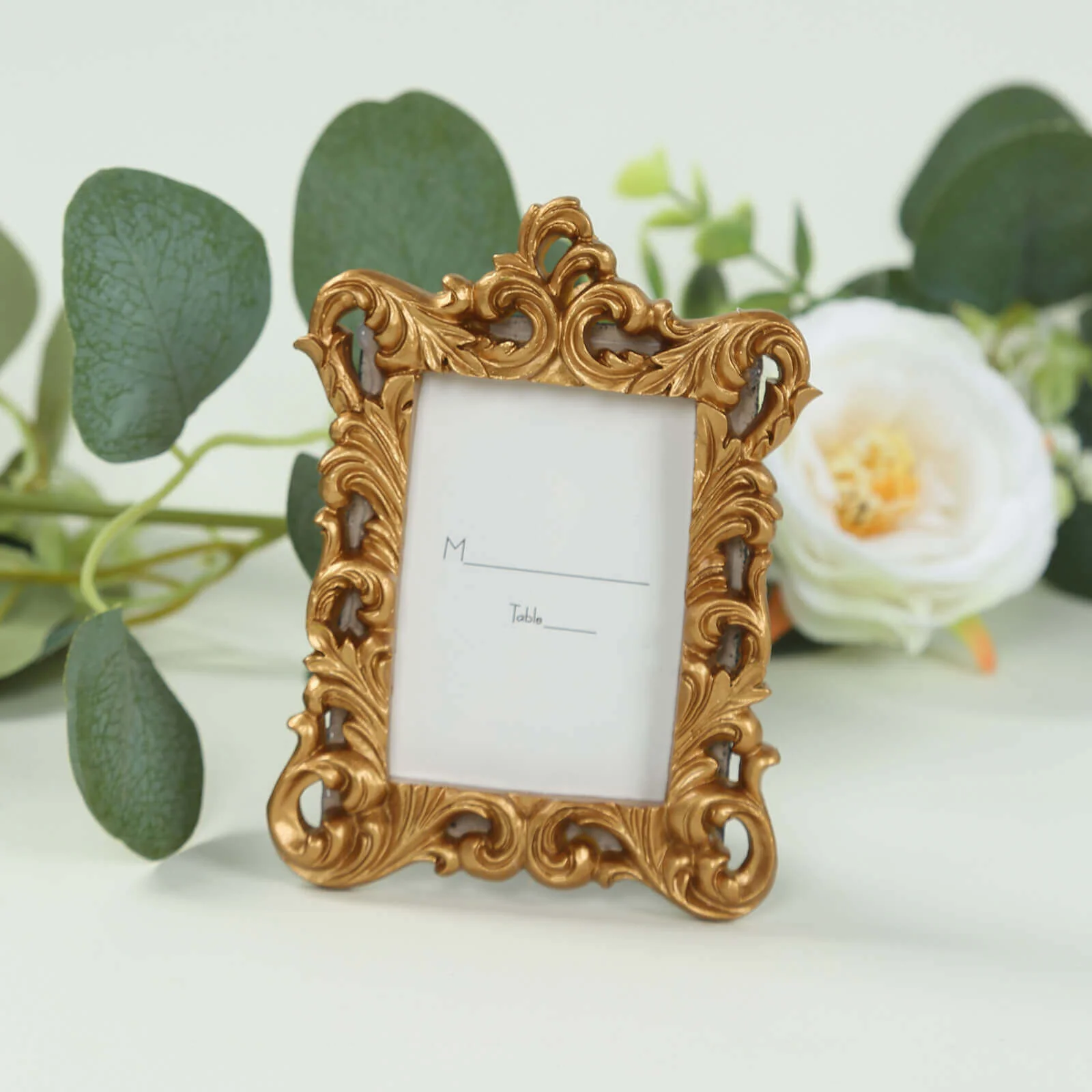 4-Pack Resin Picture Frames 4"x3" Vintage Ornate Design Rectangle Gold - Mini Photo Frame Party Favors & Wedding Place Card Holders - Image 2