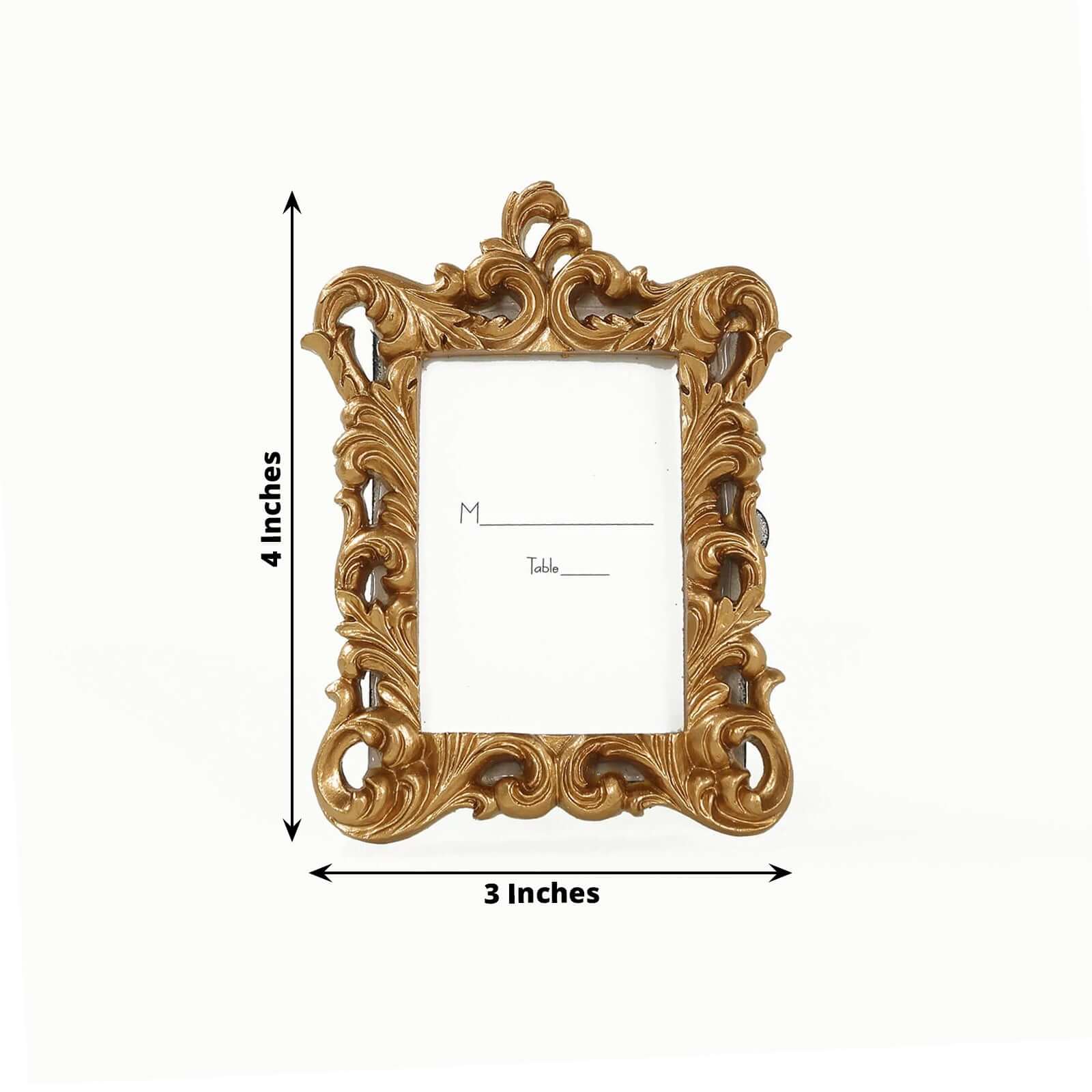 4-Pack Resin Picture Frames 4"x3" Vintage Ornate Design Rectangle Gold - Mini Photo Frame Party Favors & Wedding Place Card Holders - Image 3
