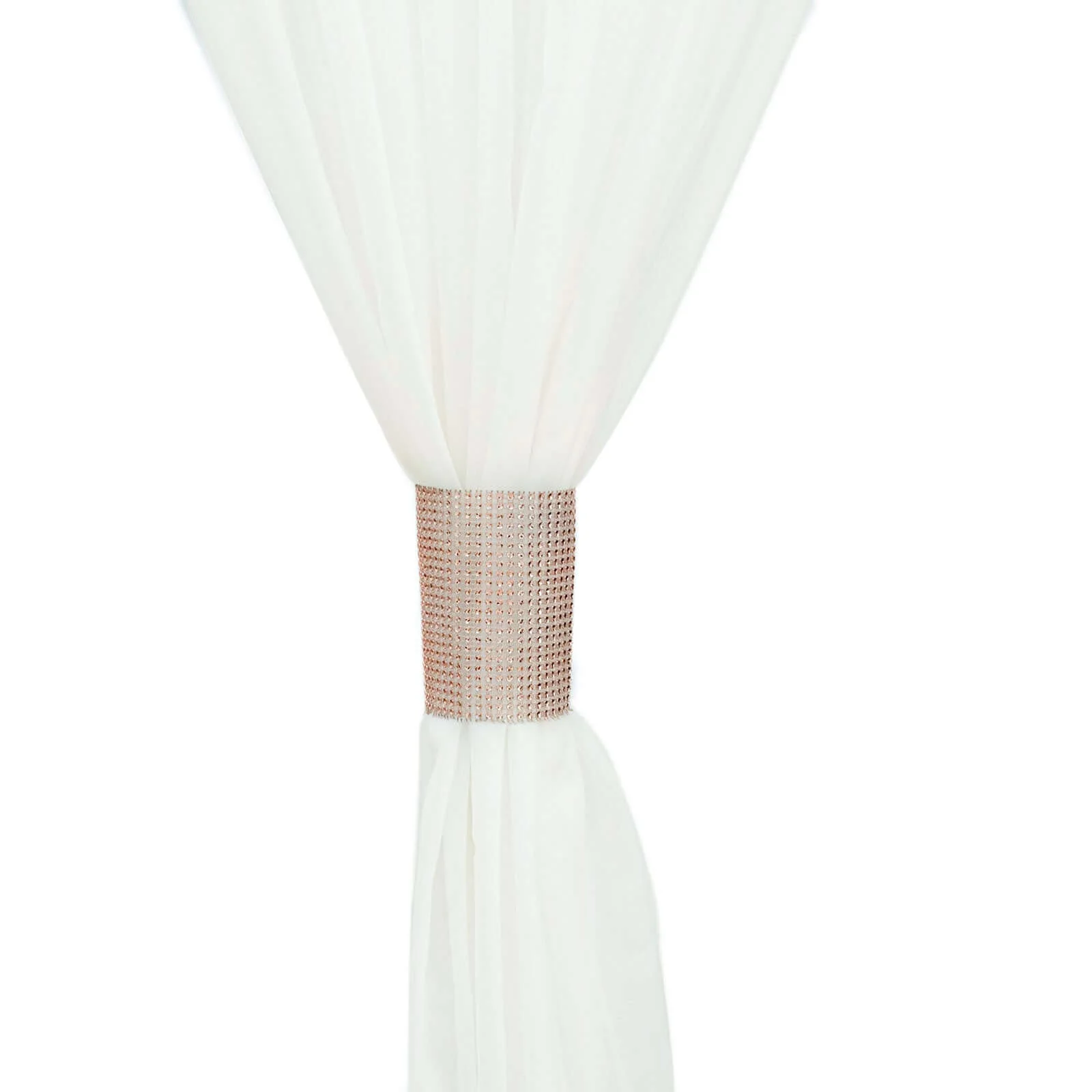 4 Pack Rose Gold Large Rhinestone Mesh Velcro Chair Sash Clips, Backdrop Curtain Bands 5"X10" - Image 12