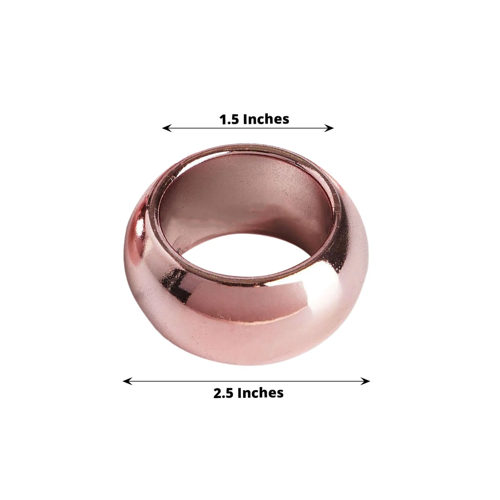 4 Pack Shiny Metallic Rose Gold Acrylic Napkin Rings - Image 3