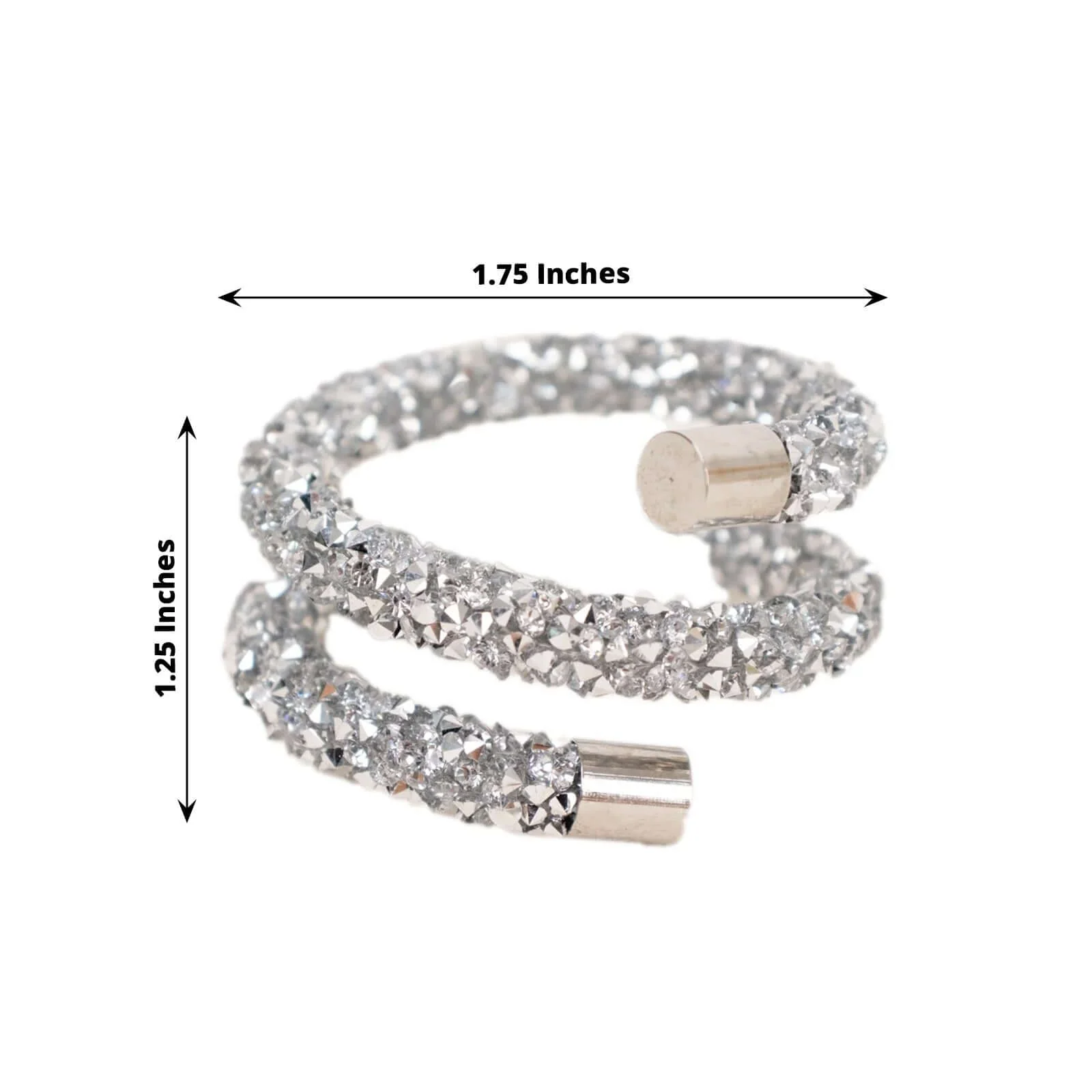4 Pack Silver Sparkle Rhinestone Swirl Napkin Rings, Elegant Cloth Napkin Holders - Image 3