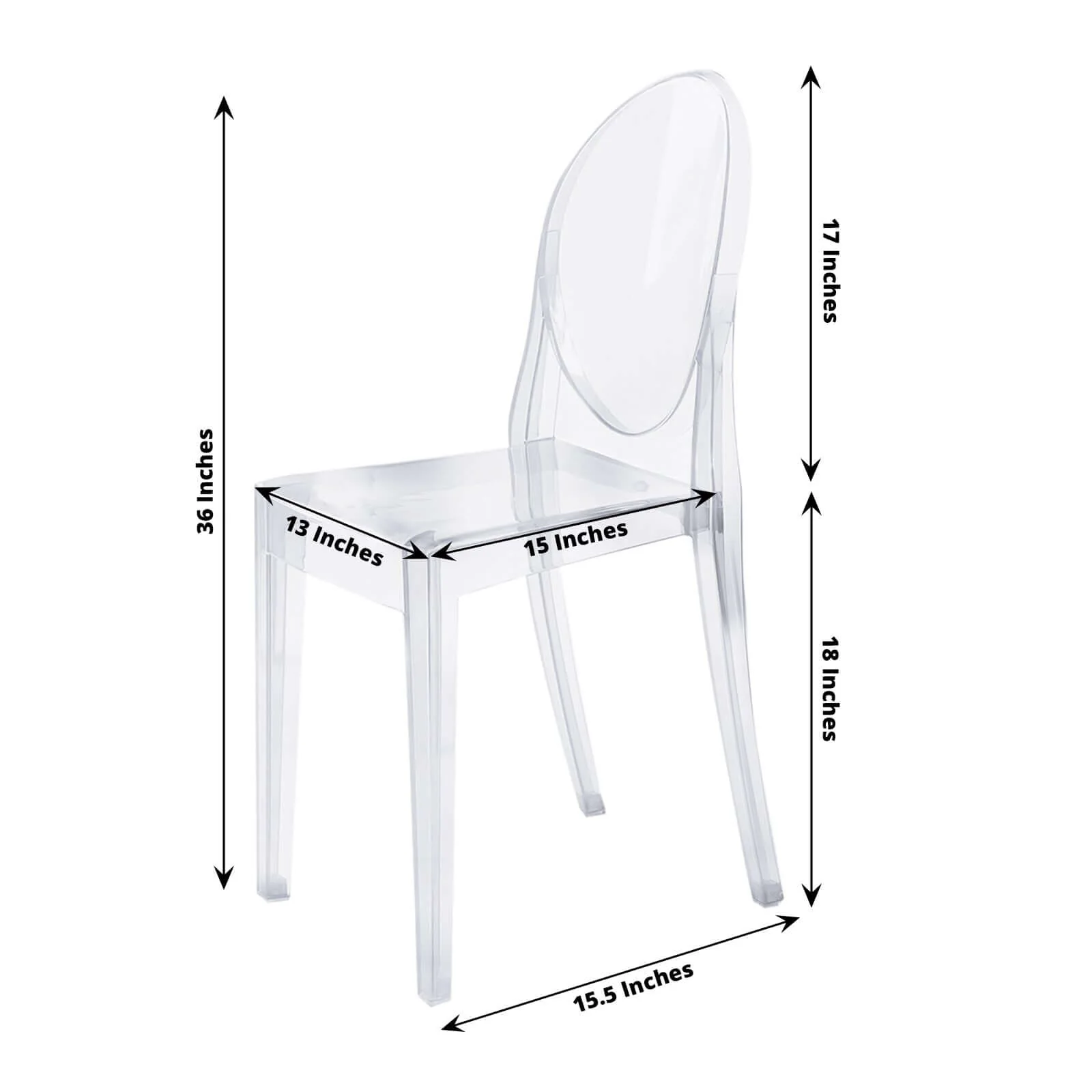 4 Pack Stackable Clear Acrylic Ghost Banquet Chairs with Oval Back, Fully Assembled Armless Event Accent Chair - Image 3