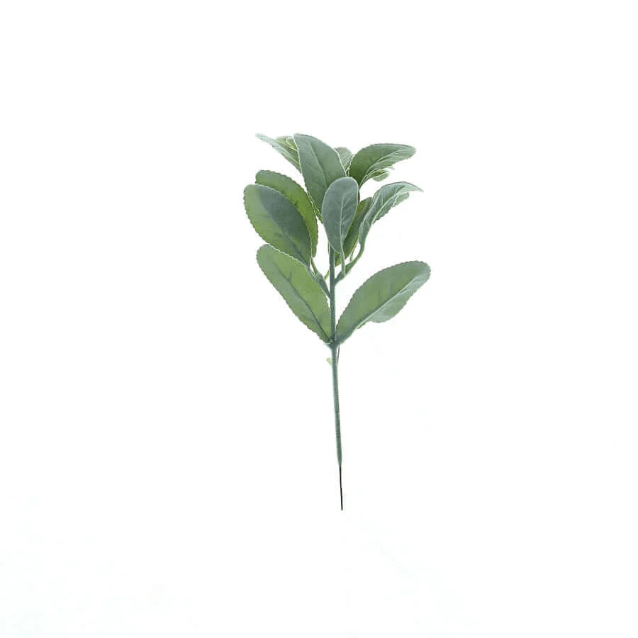 4 Stems Frosted Green Artificial Lambs Ear Leaf Indoor Plant, Faux Bush - Image 8