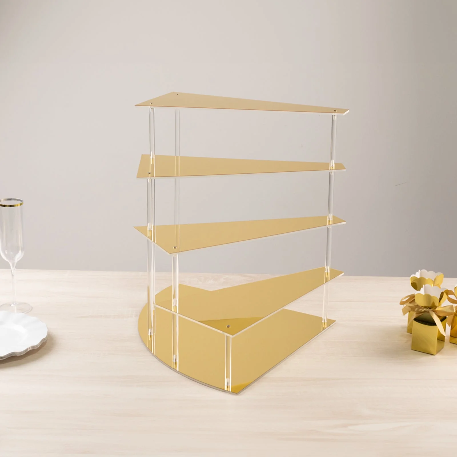 4-Tier Acrylic Cupcake Display Stand 17" Gold Spiral Stairway Design with Mirror Finish - Sleek Functional Tiered Serving Tray Dessert Riser Perfume Organizer Shelf for Home Retail & Events - Image 2