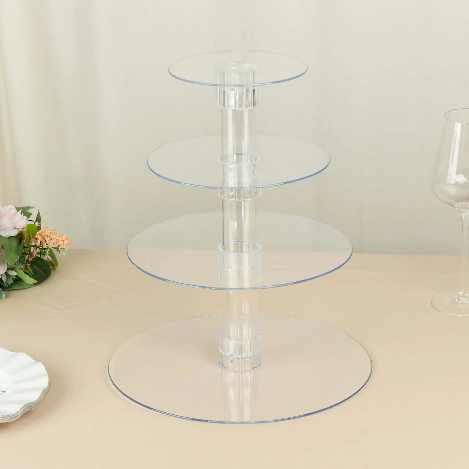 4-Tier Acrylic Round Cupcake Stand 14" Clear - Heavy Duty Reusable Dessert Tower Holder Pastry Display with Film Sheets for Special Events & Catering Displays - Image 12