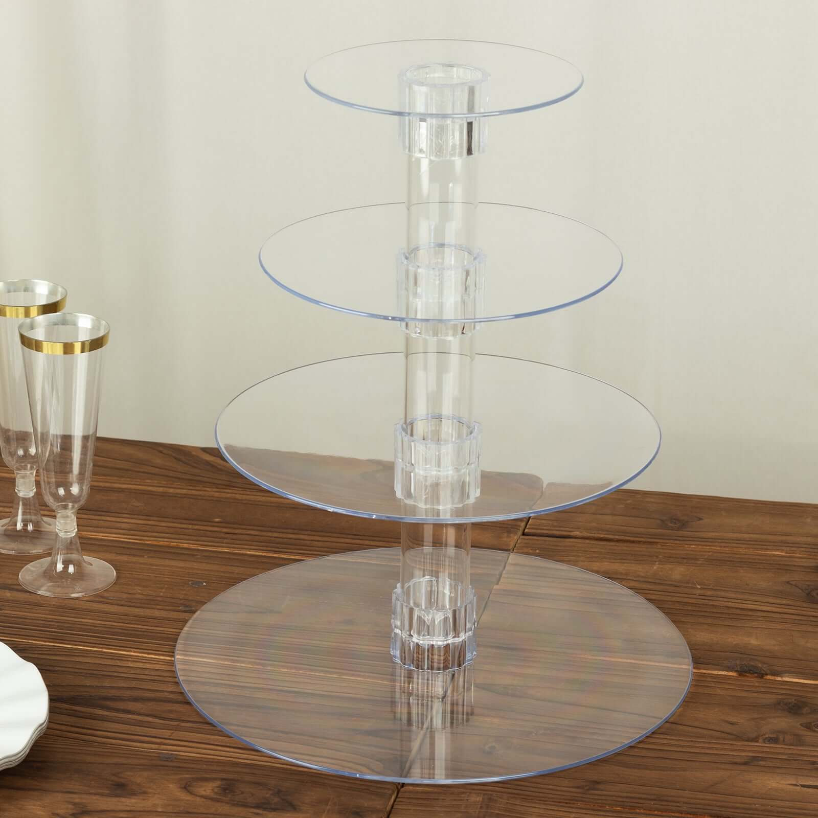 4-Tier Acrylic Round Cupcake Stand 14" Clear - Heavy Duty Reusable Dessert Tower Holder Pastry Display with Film Sheets for Special Events & Catering Displays - Image 13