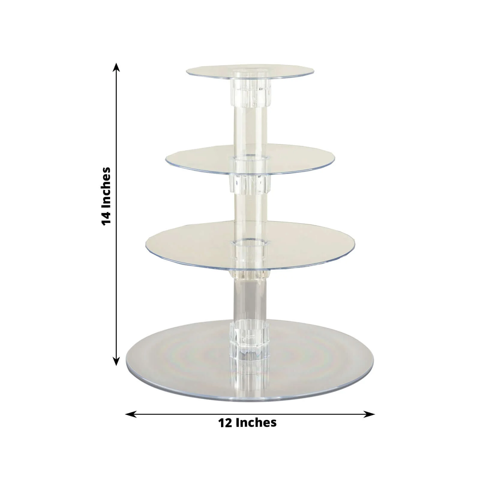 4-Tier Acrylic Round Cupcake Stand 14" Clear - Heavy Duty Reusable Dessert Tower Holder Pastry Display with Film Sheets for Special Events & Catering Displays - Image 3