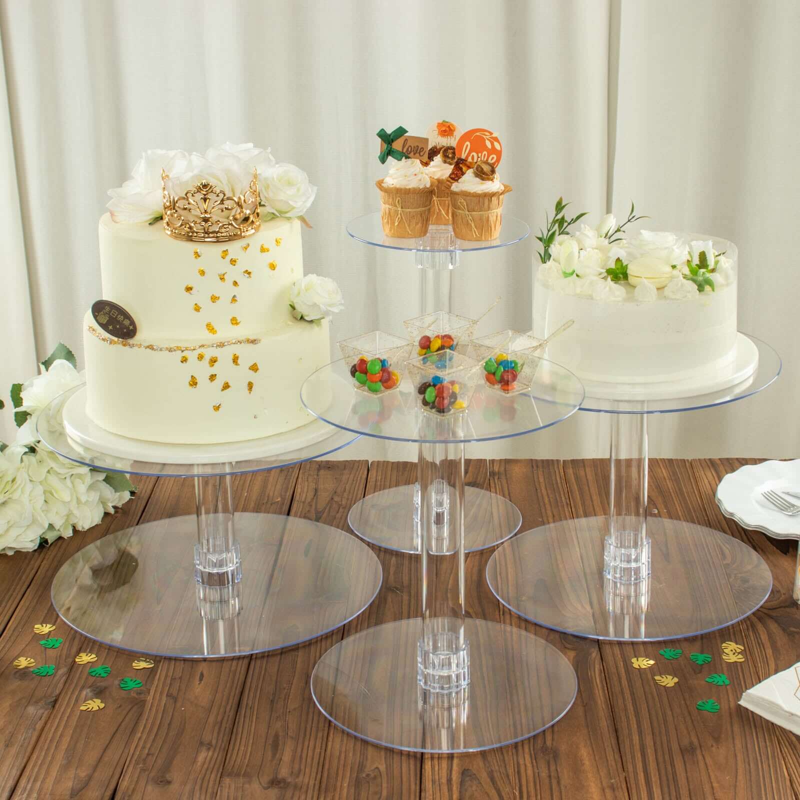 4-Tier Acrylic XL Cake Stand Set Assorted Sizes Clear - Sleek Reusable Cupcake Holder Dessert Pedestal Centerpiece Risers for Special Events & Catering Displays - Image 2