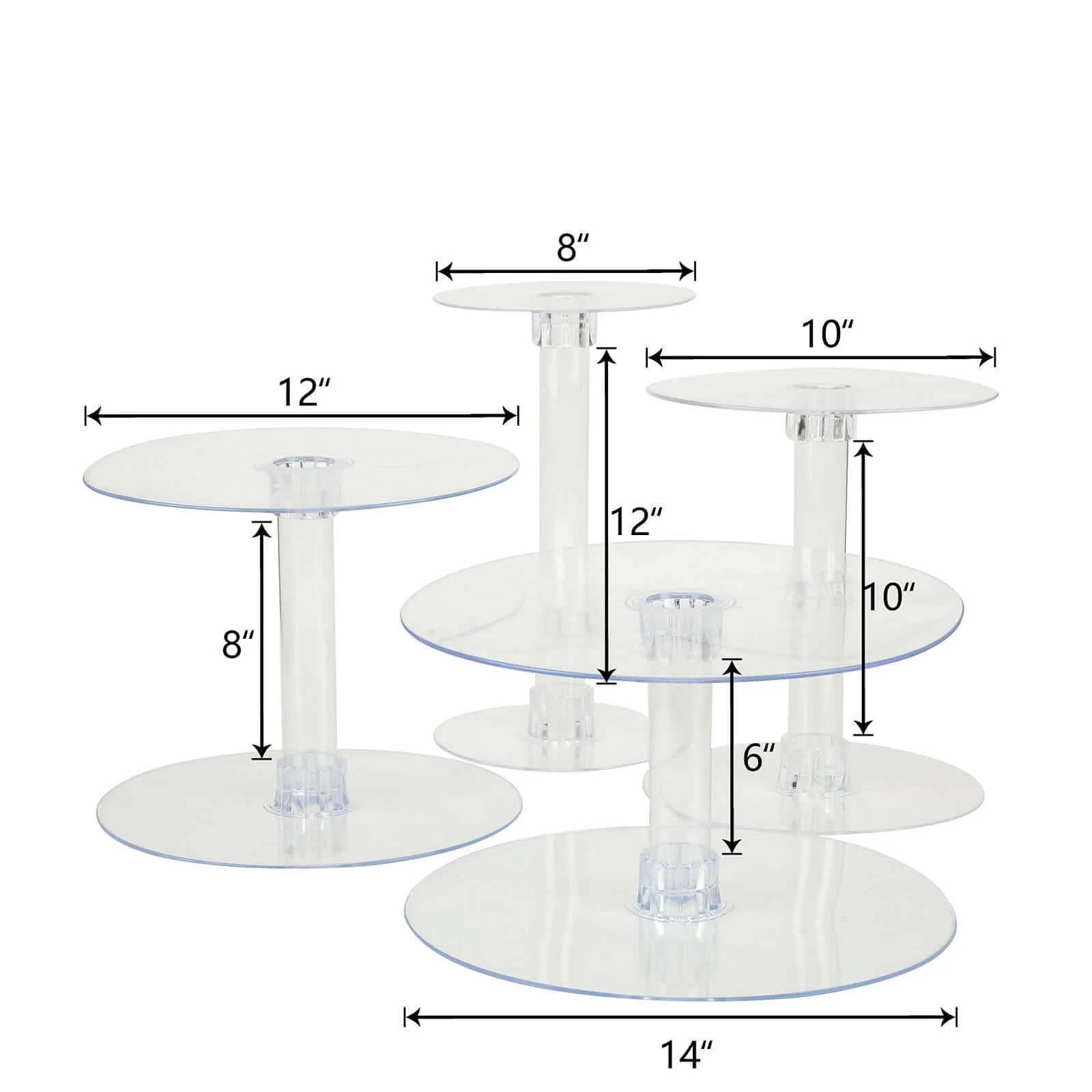 4-Tier Acrylic XL Cake Stand Set Assorted Sizes Clear - Sleek Reusable Cupcake Holder Dessert Pedestal Centerpiece Risers for Special Events & Catering Displays - Image 3