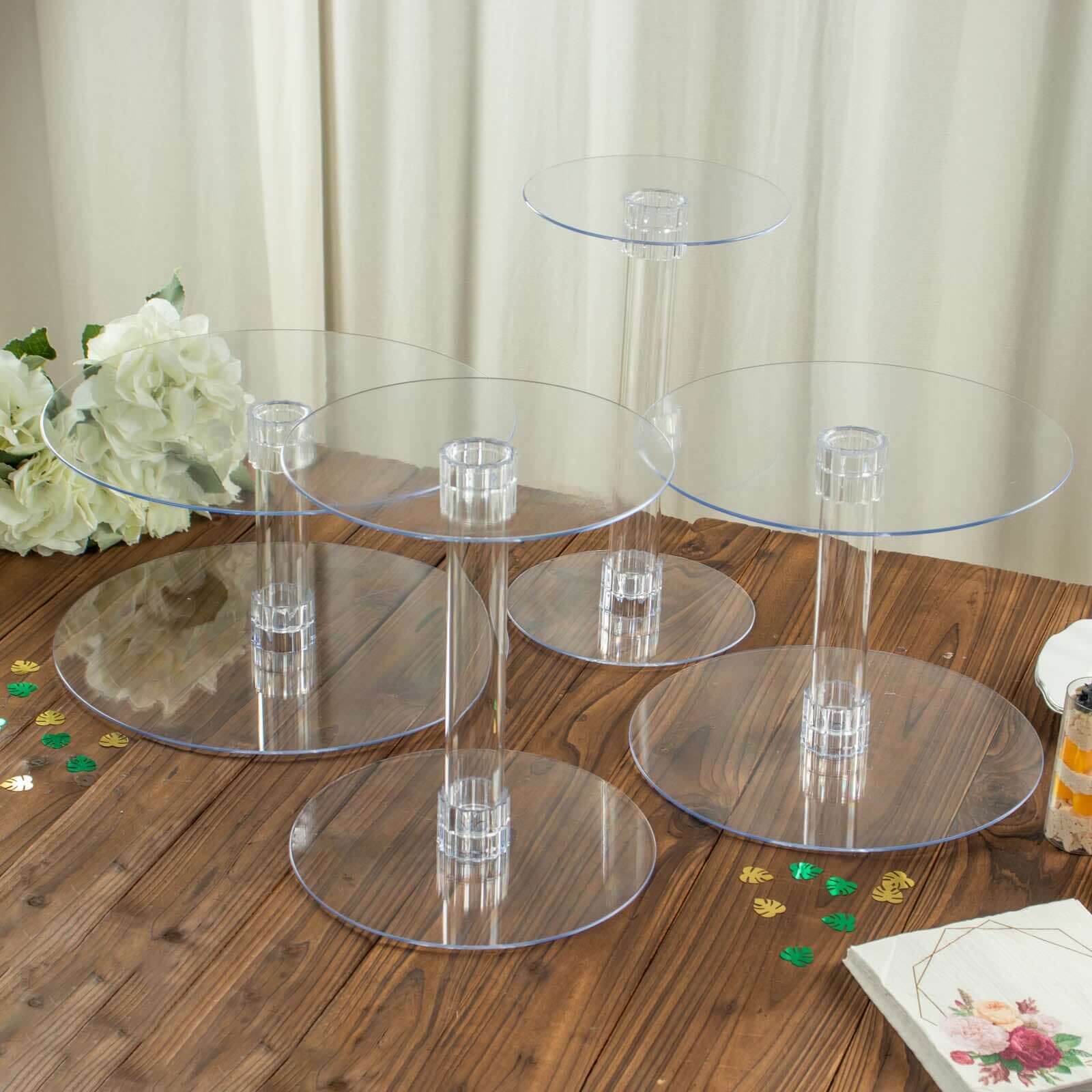 4-Tier Acrylic XL Cake Stand Set Assorted Sizes Clear - Sleek Reusable Cupcake Holder Dessert Pedestal Centerpiece Risers for Special Events & Catering Displays - Image 4