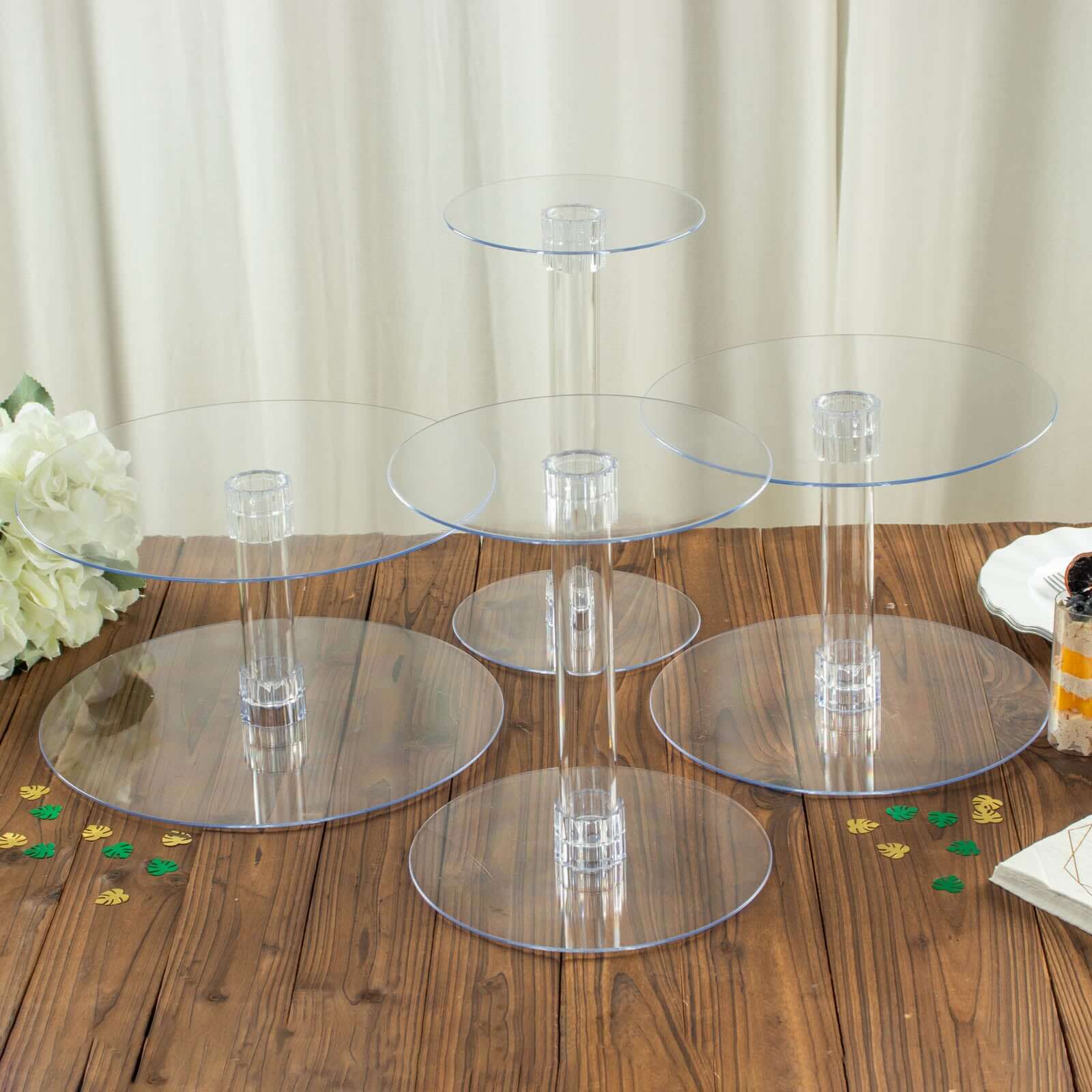 4-Tier Acrylic XL Cake Stand Set Assorted Sizes Clear - Sleek Reusable Cupcake Holder Dessert Pedestal Centerpiece Risers for Special Events & Catering Displays - Image 5