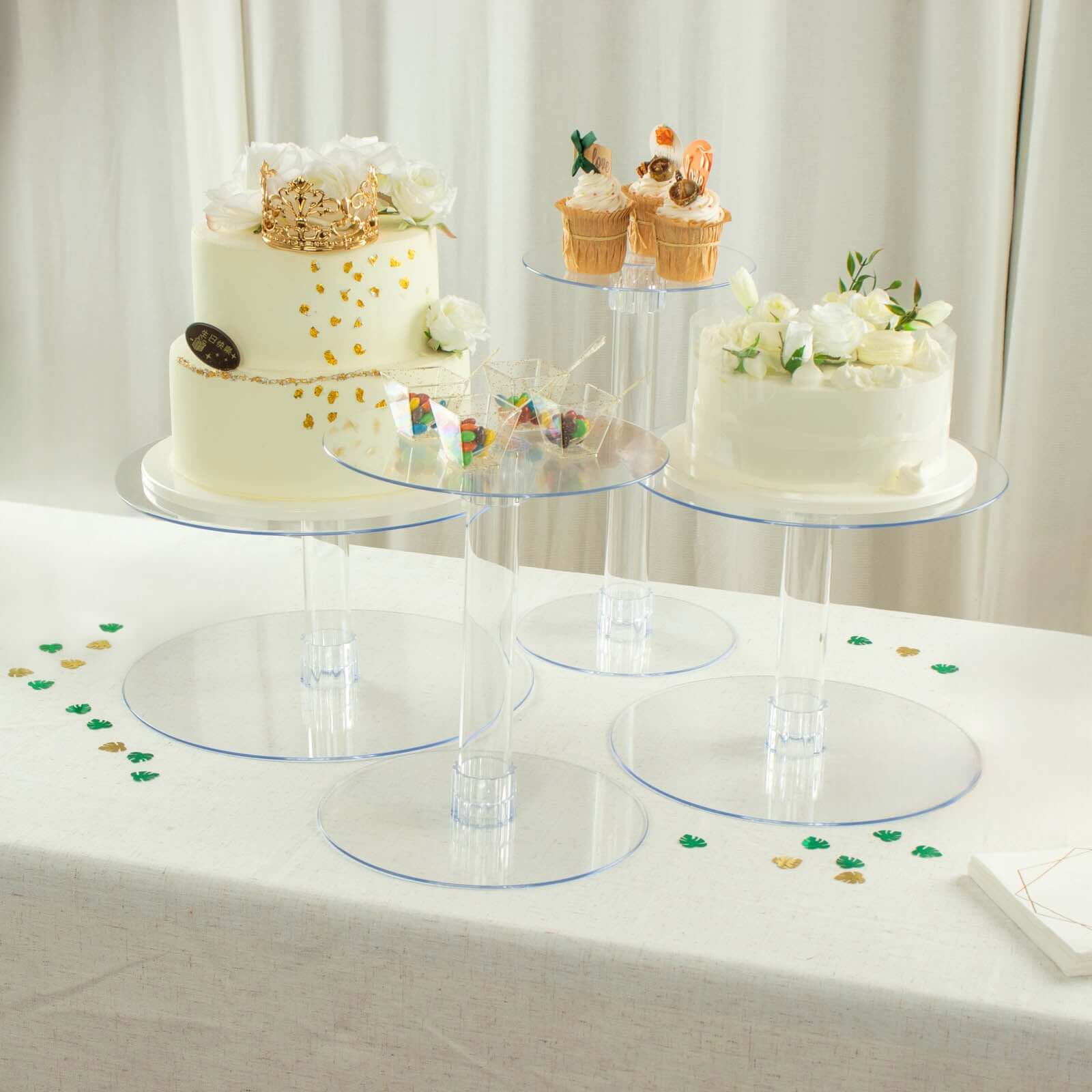4-Tier Acrylic XL Cake Stand Set Assorted Sizes Clear - Sleek Reusable Cupcake Holder Dessert Pedestal Centerpiece Risers for Special Events & Catering Displays - Image 6