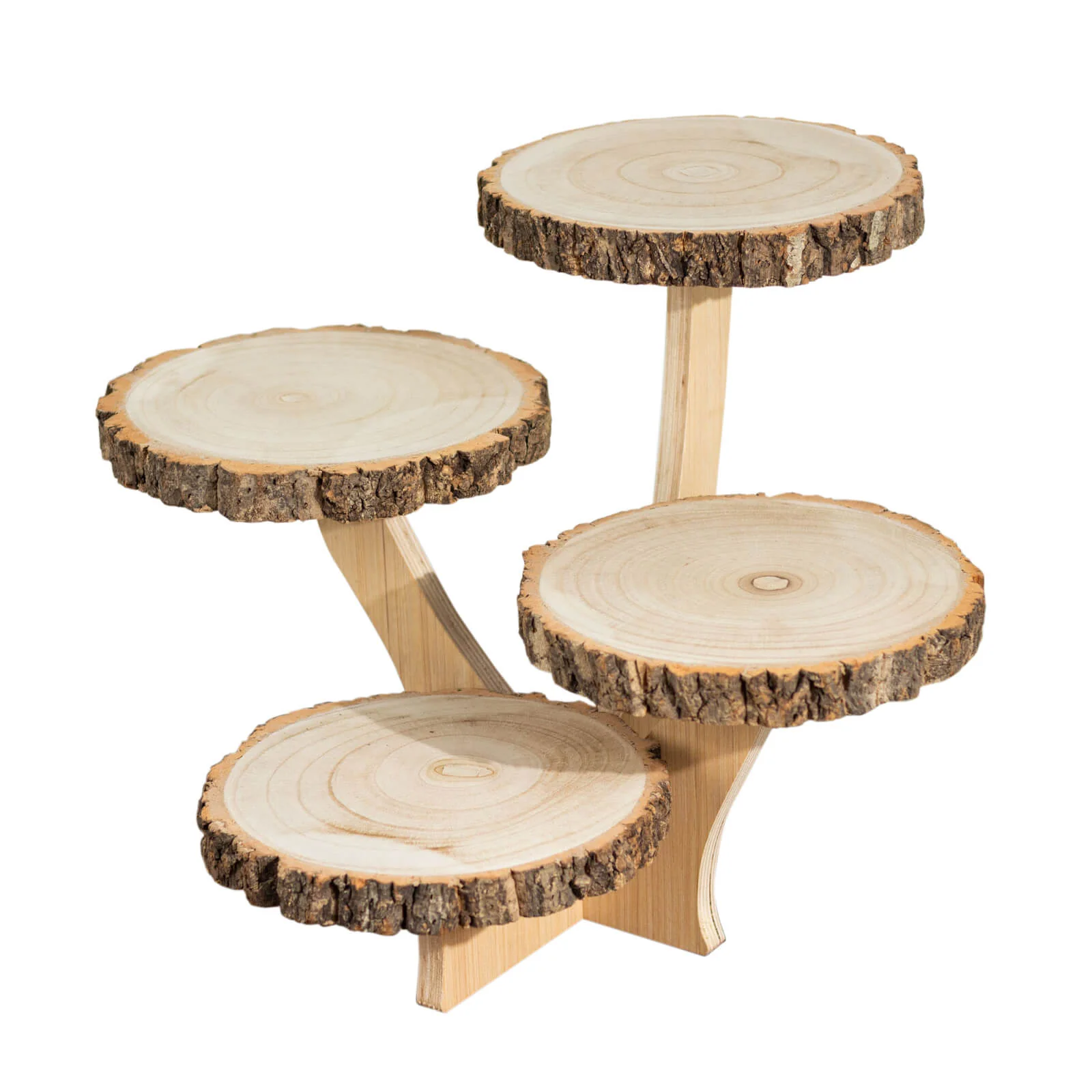 4-Tier Wooden Cupcake Stand 15" Tall Farmhouse Style Natural Wood Slice Design - Rustic Dessert Display Cake Holder - Image 6