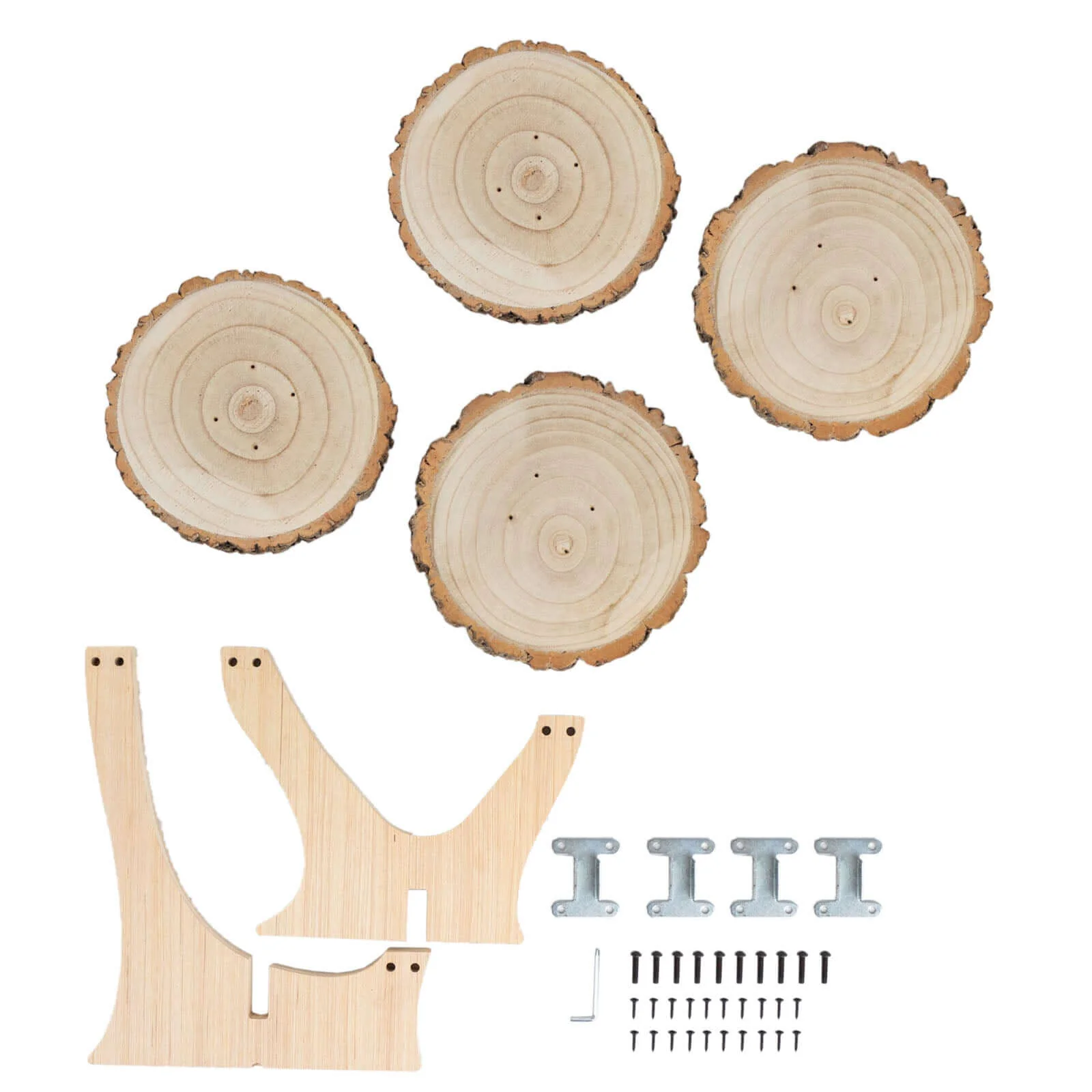 4-Tier Wooden Cupcake Stand 15" Tall Farmhouse Style Natural Wood Slice Design - Rustic Dessert Display Cake Holder - Image 7