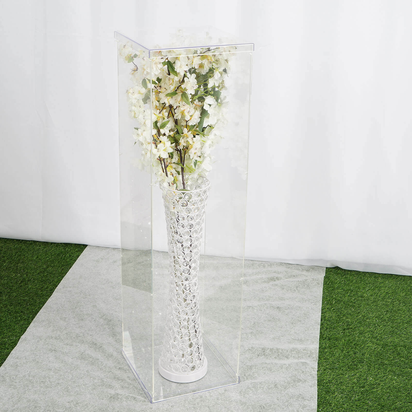 Floor Standing Clear Acrylic Pedestal Riser, Transparent Display Box with Interchangeable Lid and Base 40" - Image 7