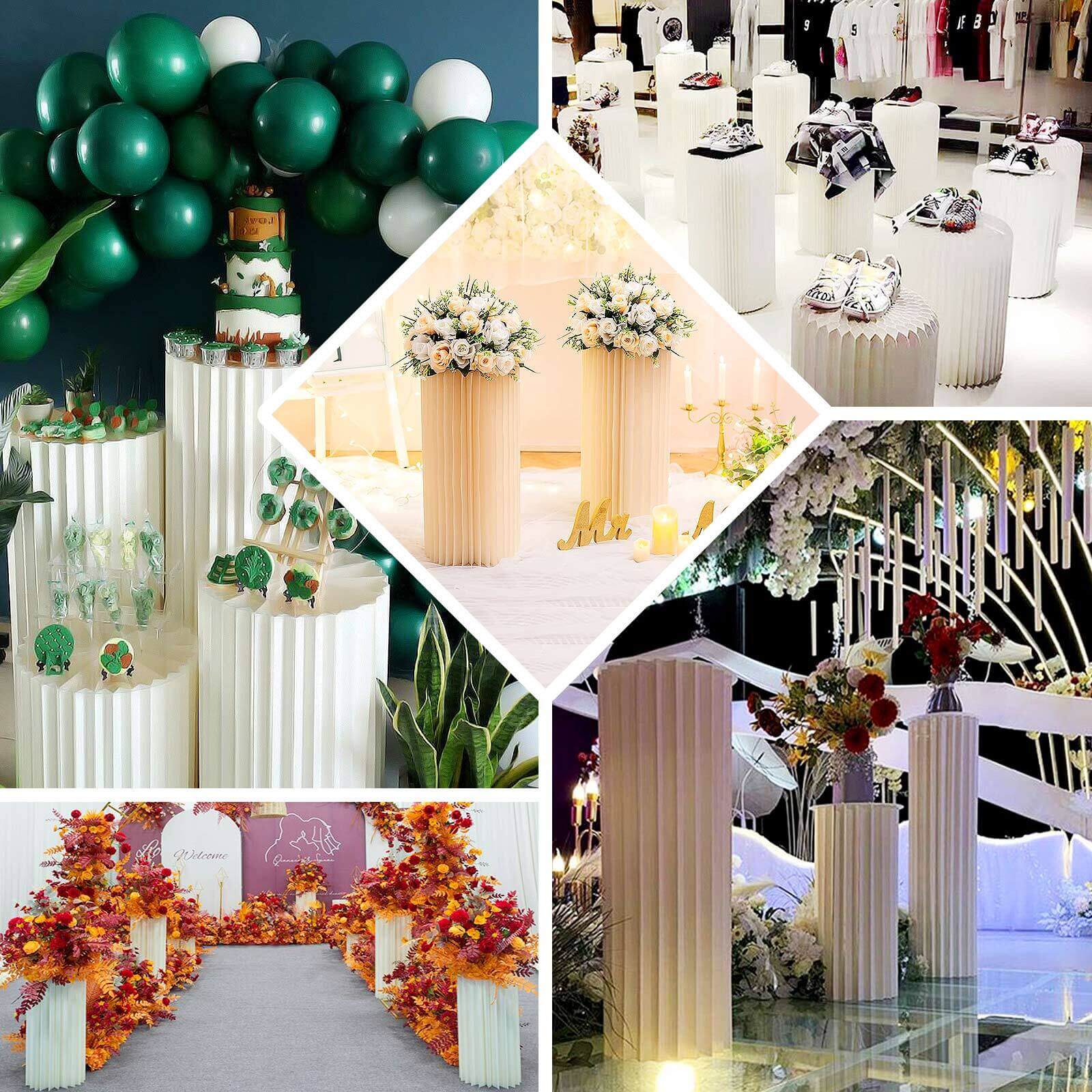 Ivory Cylinder Pillar Pedestal Stand, Display Column Stand With Top Plate 40" - Image 5