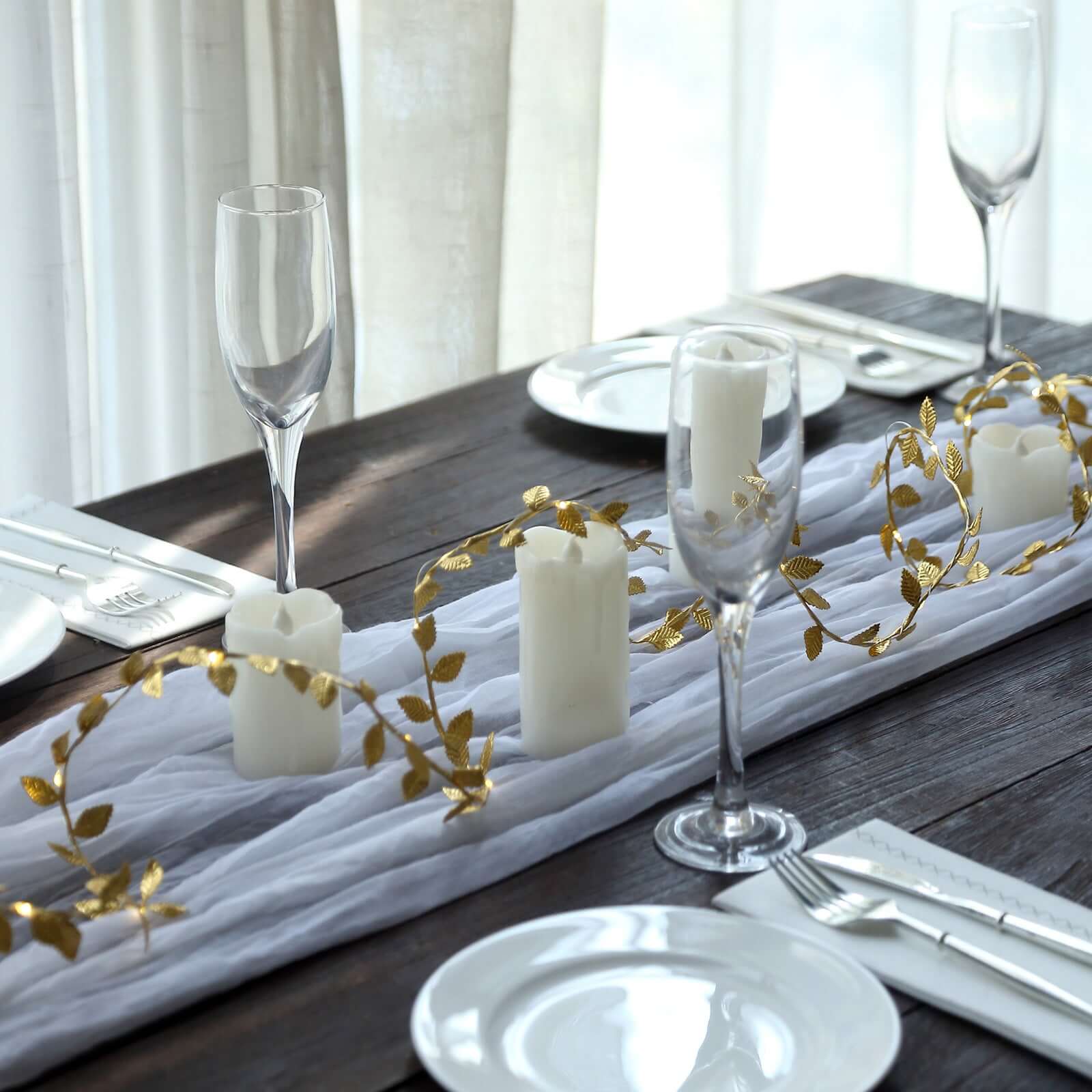 40 LED Garland Vine Lights 15ft Rose Leaf Design Metallic Gold Warm White - Battery Operated Decorative Lights - Image 2
