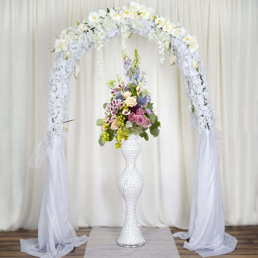 Magical Mermaid Style Mirror Mosaic and Pearl Studded Floor Vase 40" - Image 7