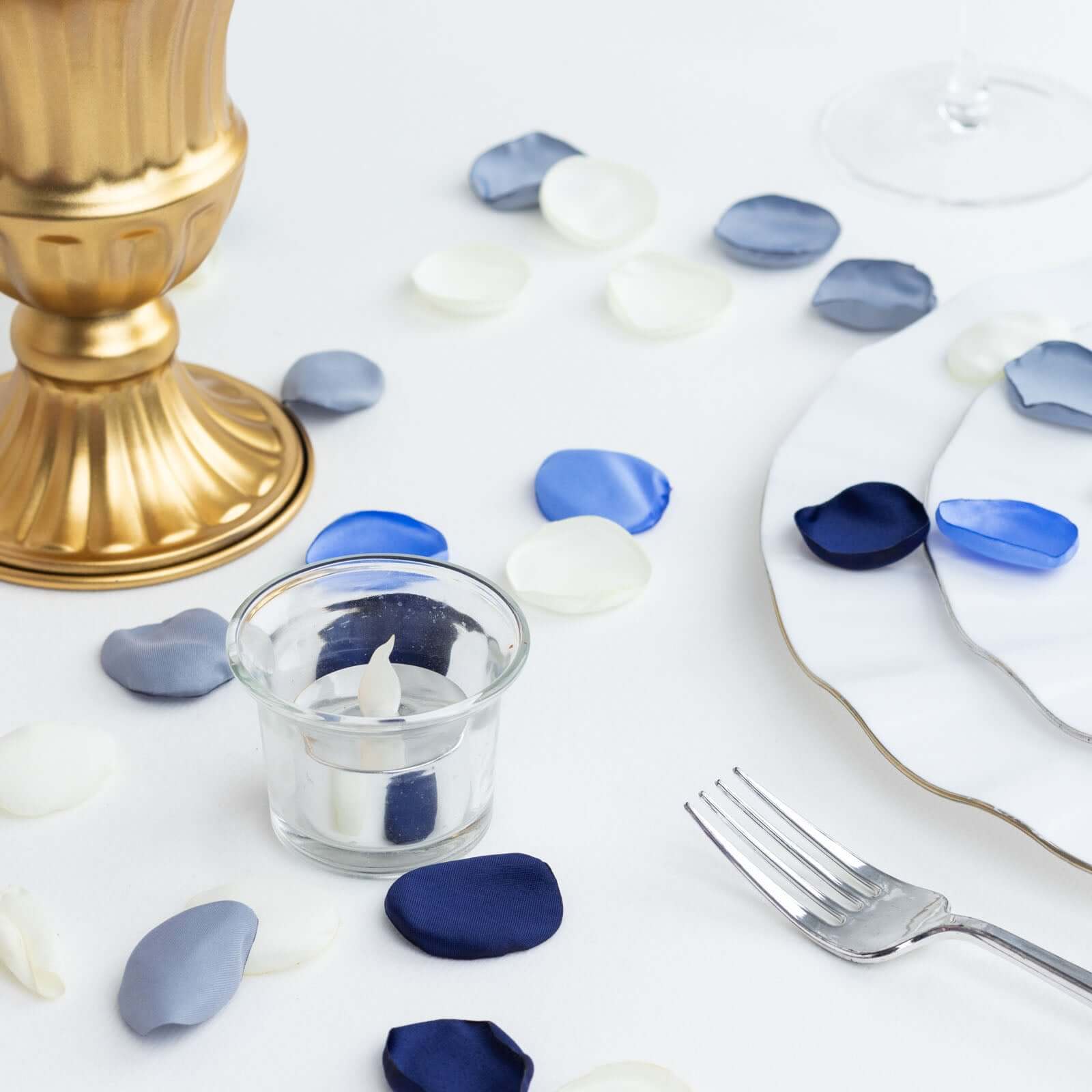 400-Pack Silk Rose Petals Confetti 2" Round Dusty Blue Mix Matte - Life-Like Flower Petals for Table Decor - Image 13