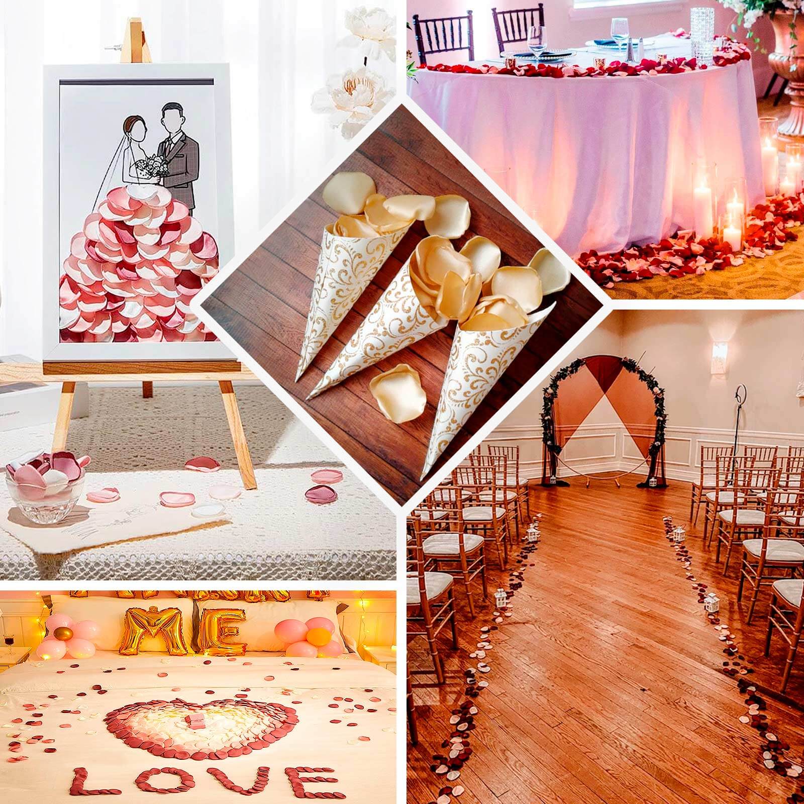 400-Pack Silk Rose Petals Confetti 2" Round Gold Matte - Life-Like Flower Petals for Table Decor - Image 5