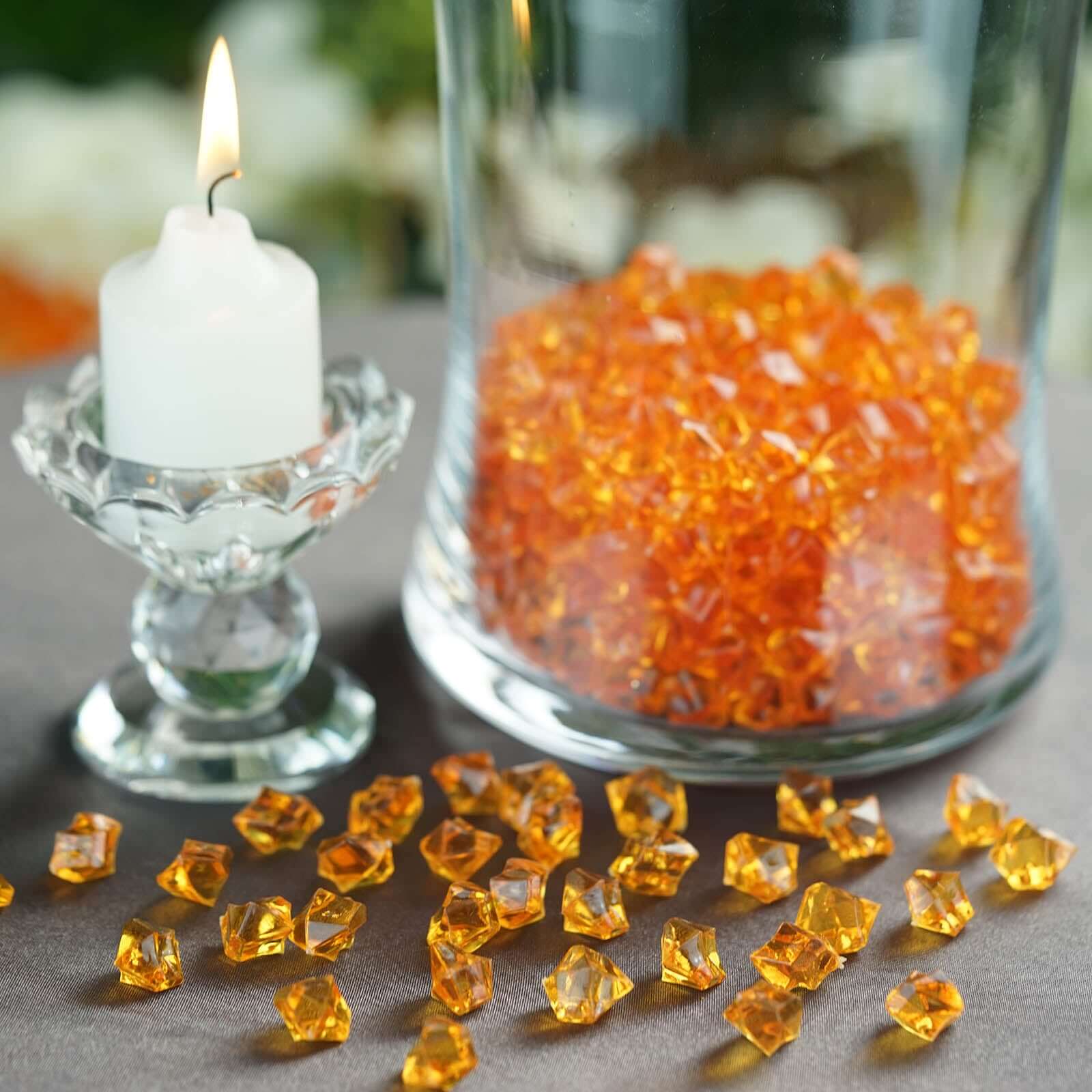 400 Pcs Orange Acrylic Ice Bead Vase Fillers Mini - Chic DIY Craft Crystals for Tables & Decorative Arrangements - Image 2