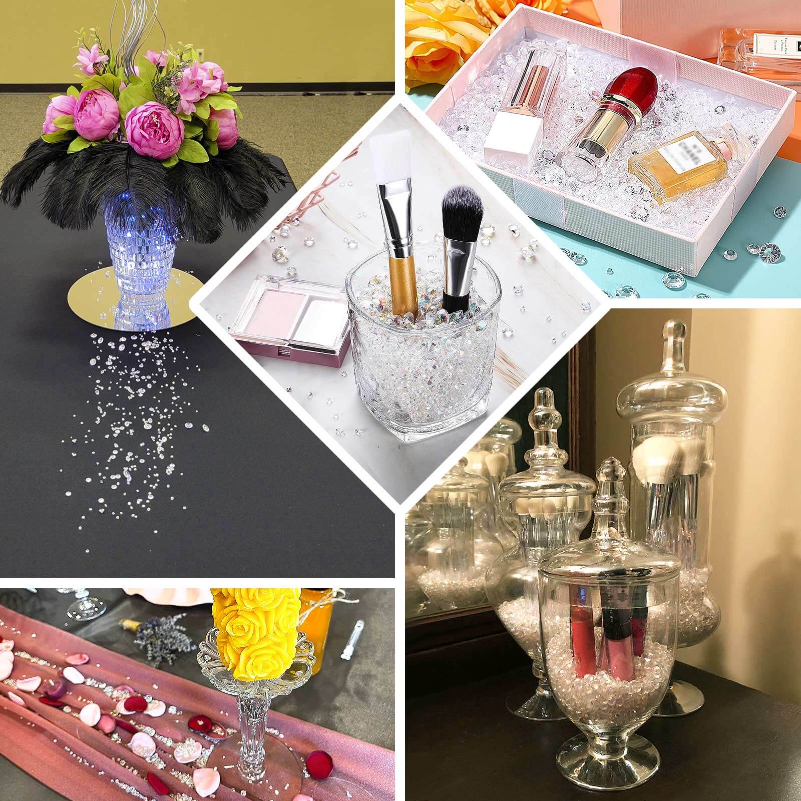 4000 Pcs Acrylic Diamond Vase Fillers Iridescent 3mm, 6mm, 10mm - Shimmering Table Scatters & DIY Craft Beads for Weddings - Image 5