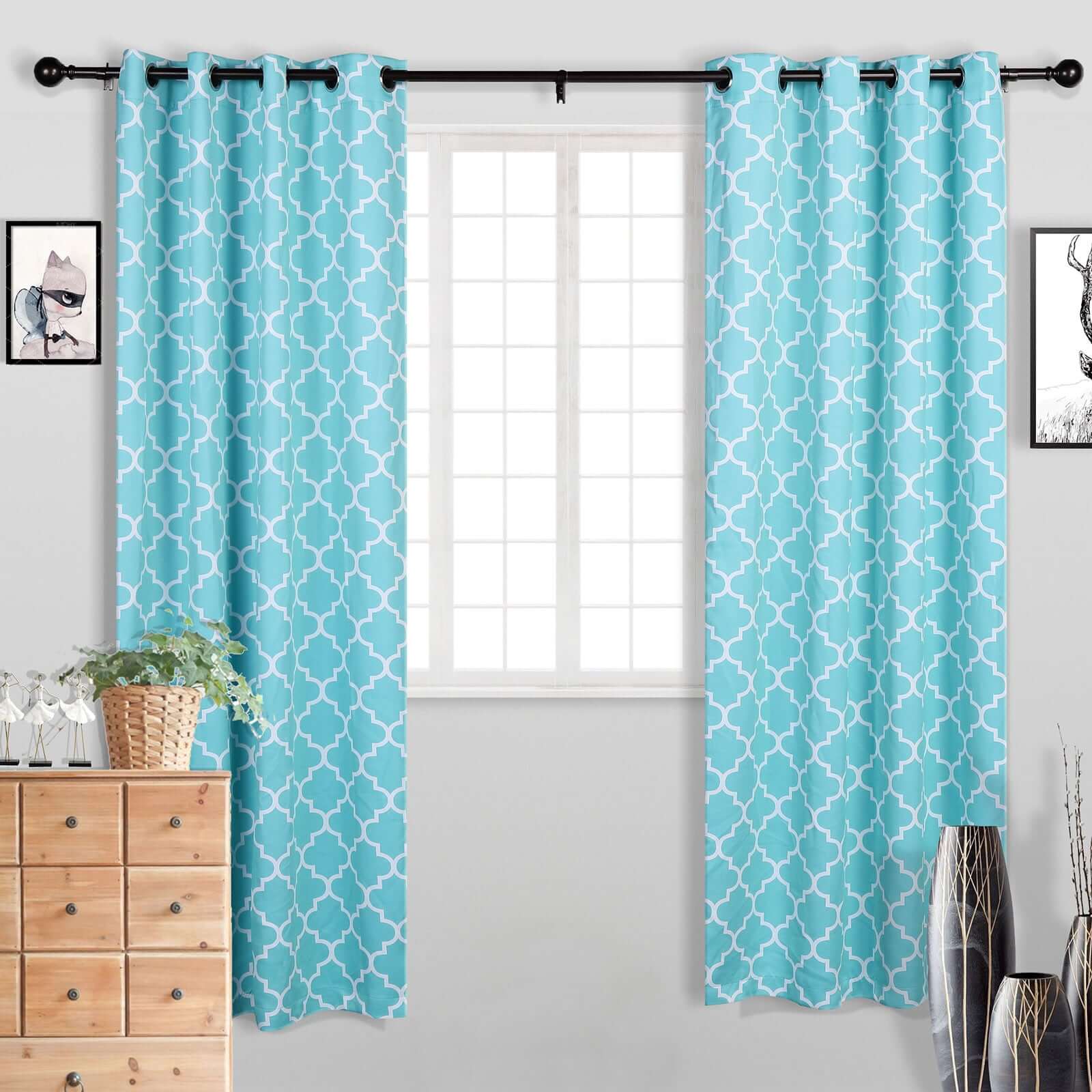 Adjustable Curtain Rod Set, Bronze, Round Finials 42"-126" - Image 12