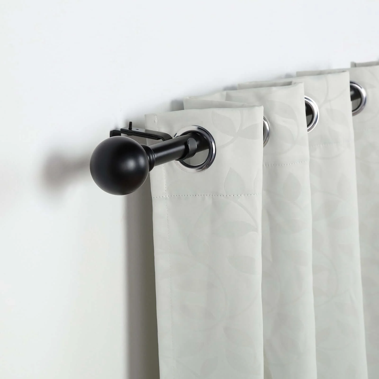 Adjustable Curtain Rod Sets, Black, Round Finials 42"-126" - Image 2