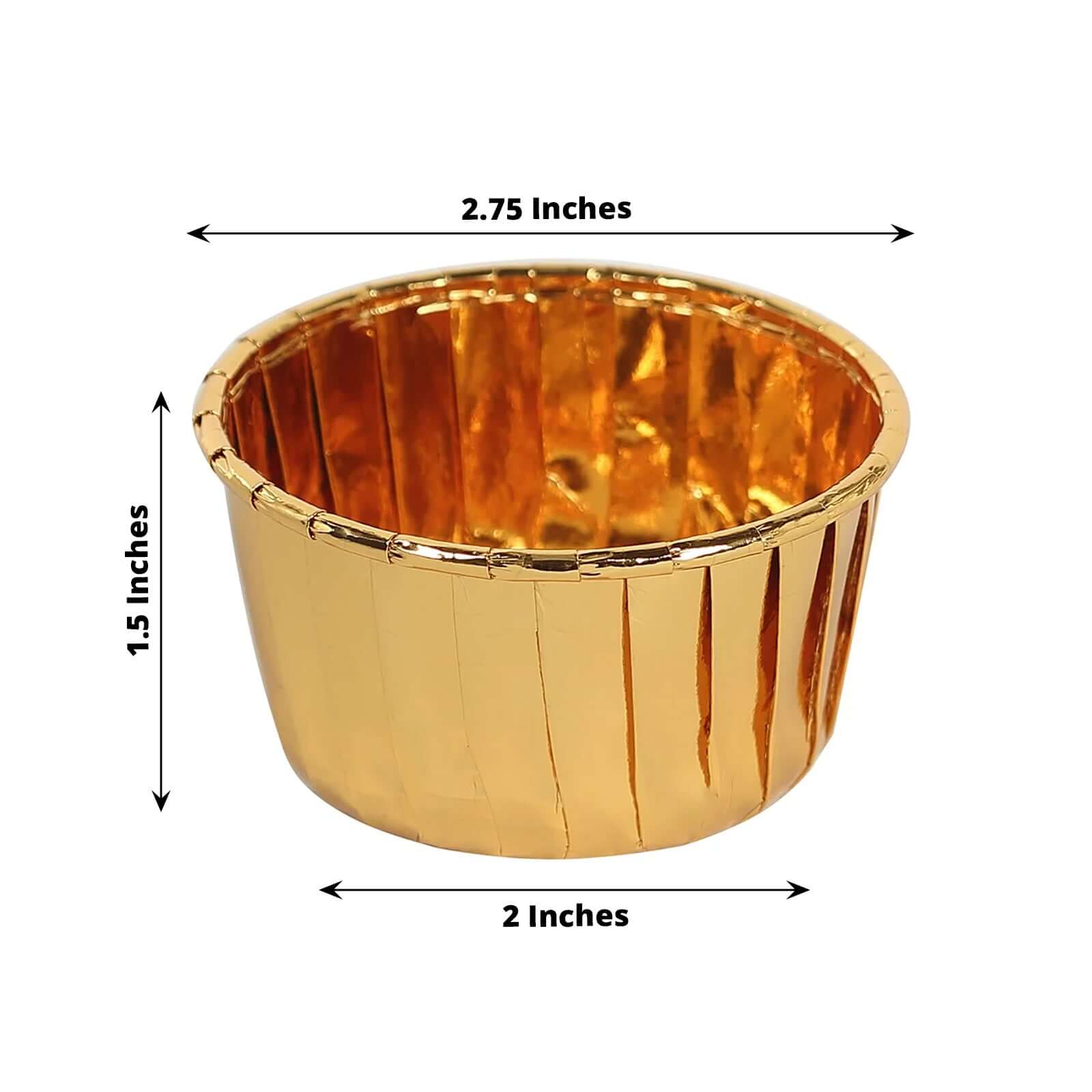 48-Pack Cupcake Liners 3oz Metallic Gold - Sturdy & Heat Resistant Disposable Dessert Baking Muffin Cake Ramekin Cups - Image 3