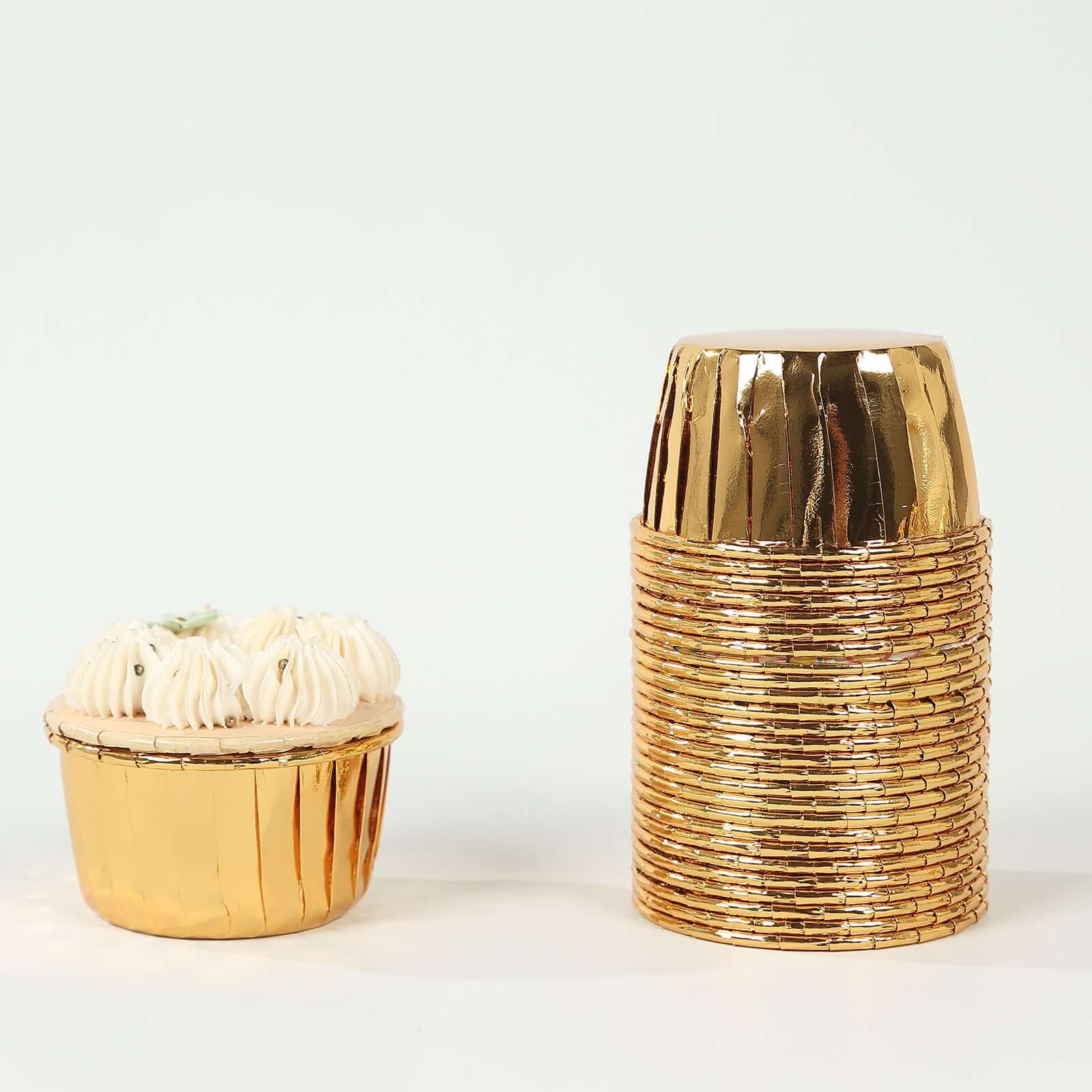 48-Pack Cupcake Liners 3oz Metallic Gold - Sturdy & Heat Resistant Disposable Dessert Baking Muffin Cake Ramekin Cups - Image 8