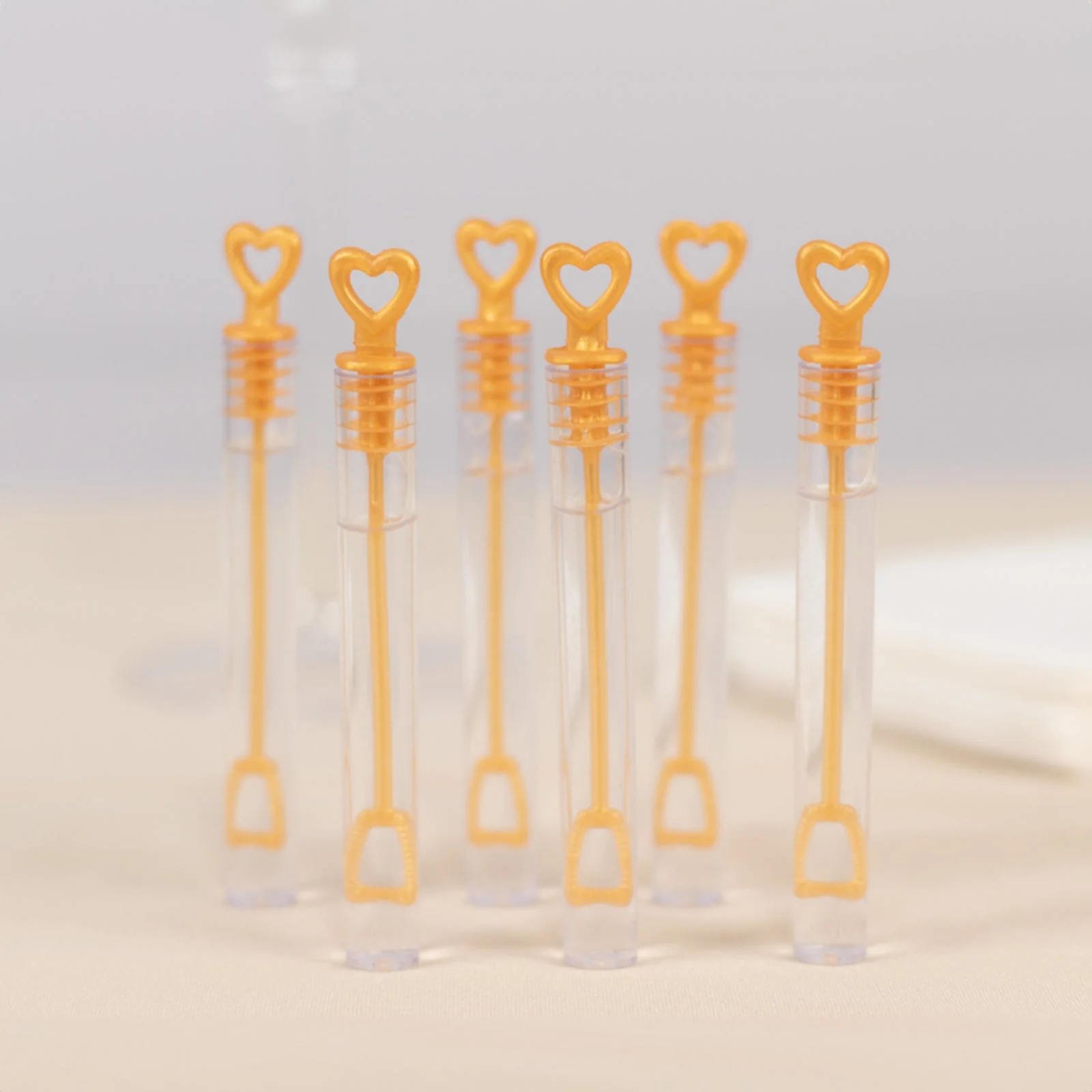 48 Pack Gold Heart Chemistry Tube Bubbles Bridal Wedding Shower Favor - 4"