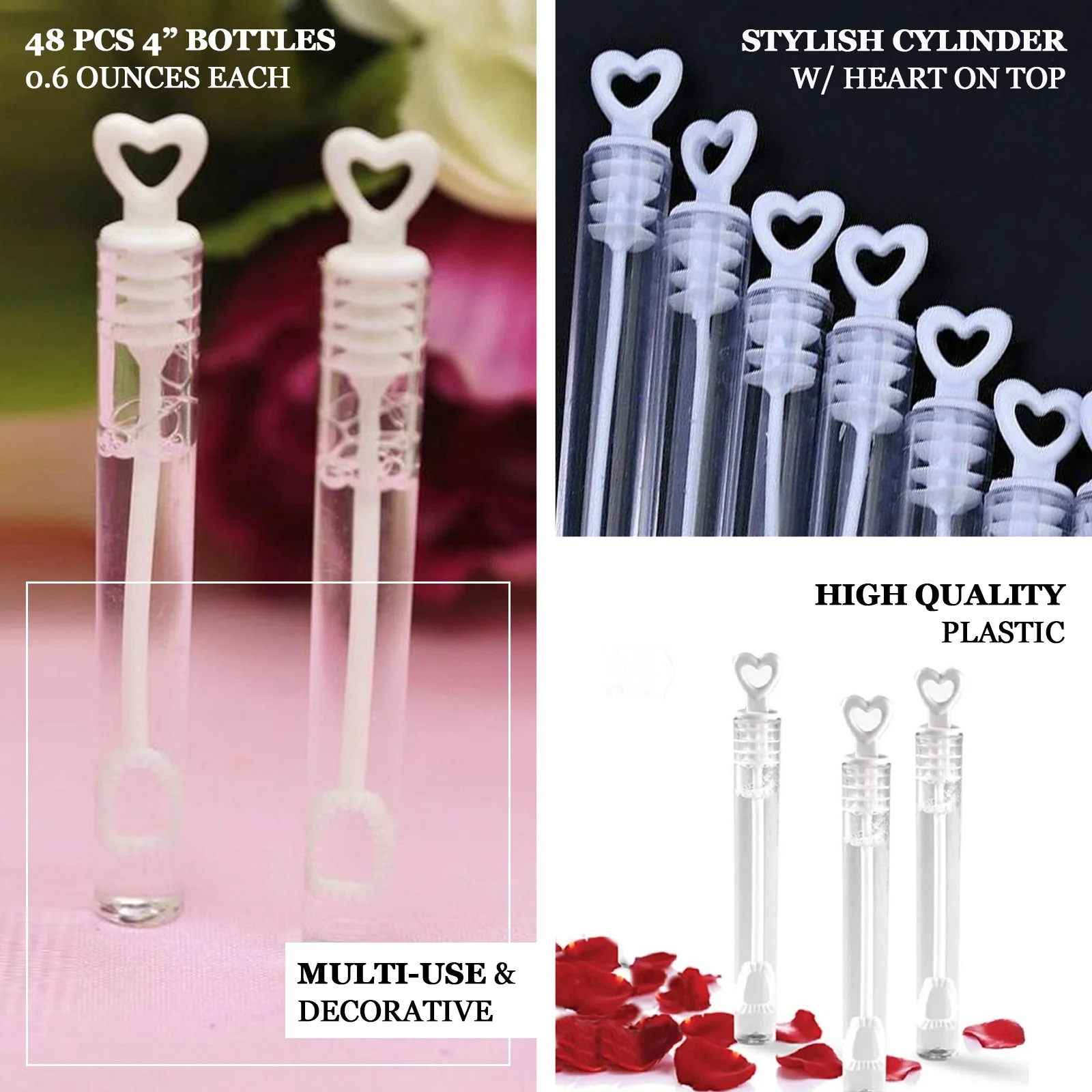 48 Pack Gold Heart Chemistry Tube Bubbles Bridal Wedding Shower Favor - 4" - Image 5