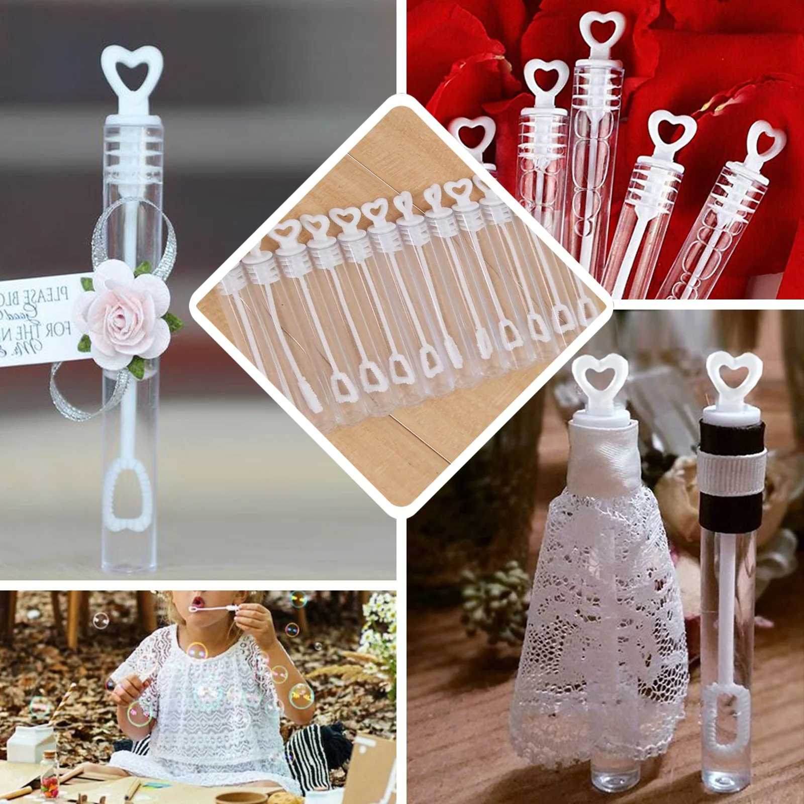48 Pack Gold Heart Chemistry Tube Bubbles Bridal Wedding Shower Favor - 4" - Image 6