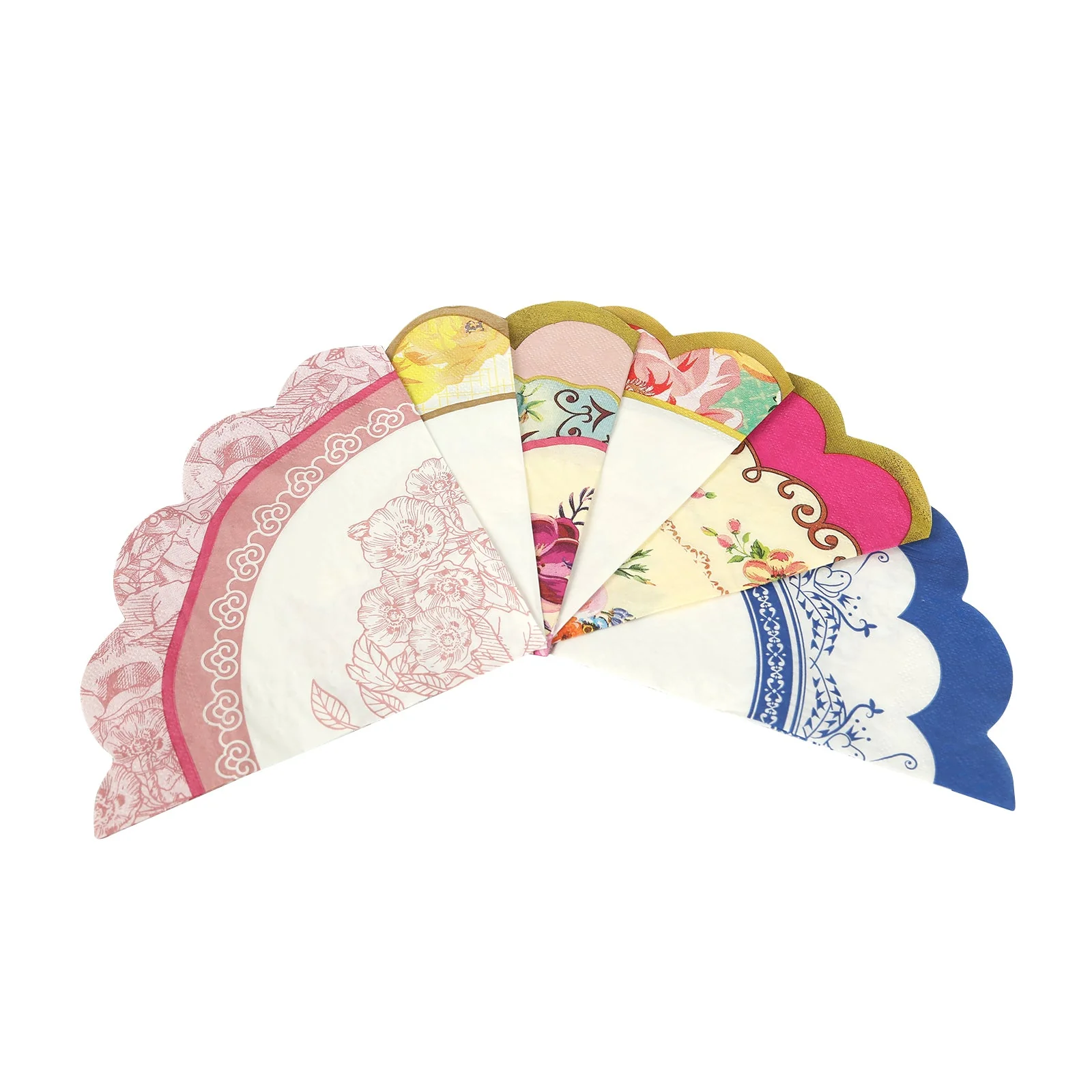 48-Pack Round Paper Cocktail Napkins 2 Ply with Vintage Floral Mixed Design and Scalloped Edges 6.25"x6.25" - Disposable Beverage Napkins - Image 7