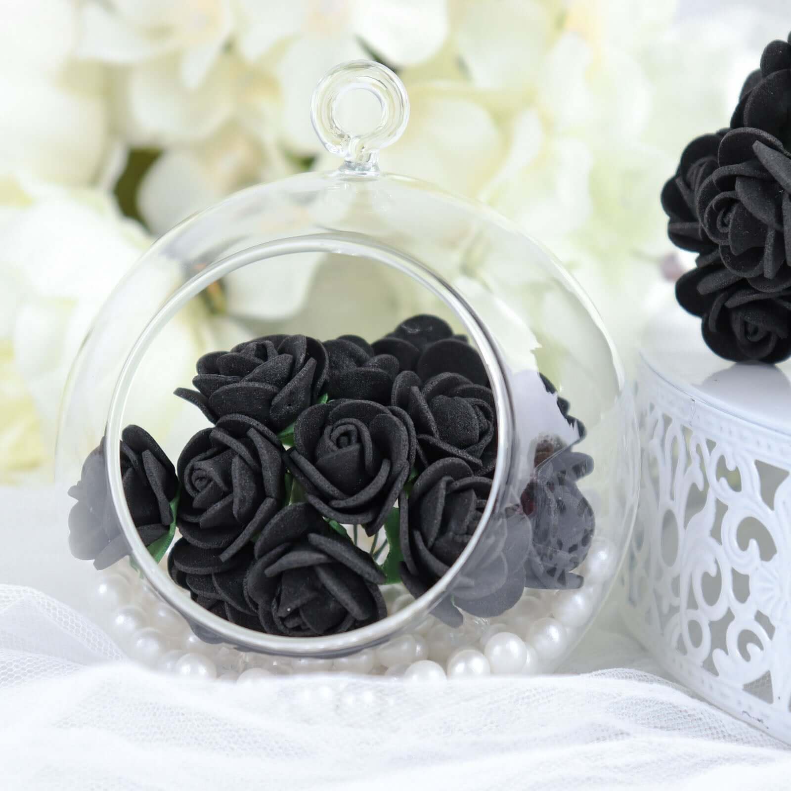 48 Roses Black Real Touch Artificial DIY Foam Rose Flowers With Stem, Craft Rose Buds 1" - Image 8