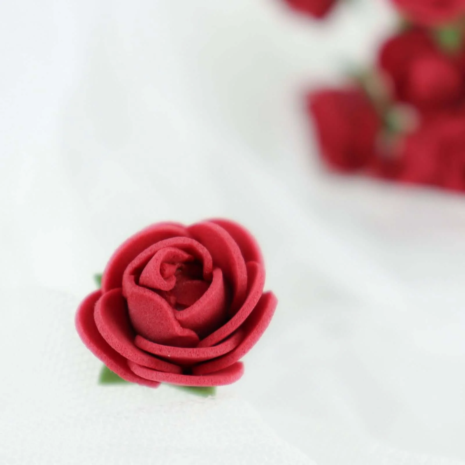 48 Roses Burgundy Real Touch Artificial DIY Foam Rose Flowers With Stem, Craft Rose Buds 1" - Image 9