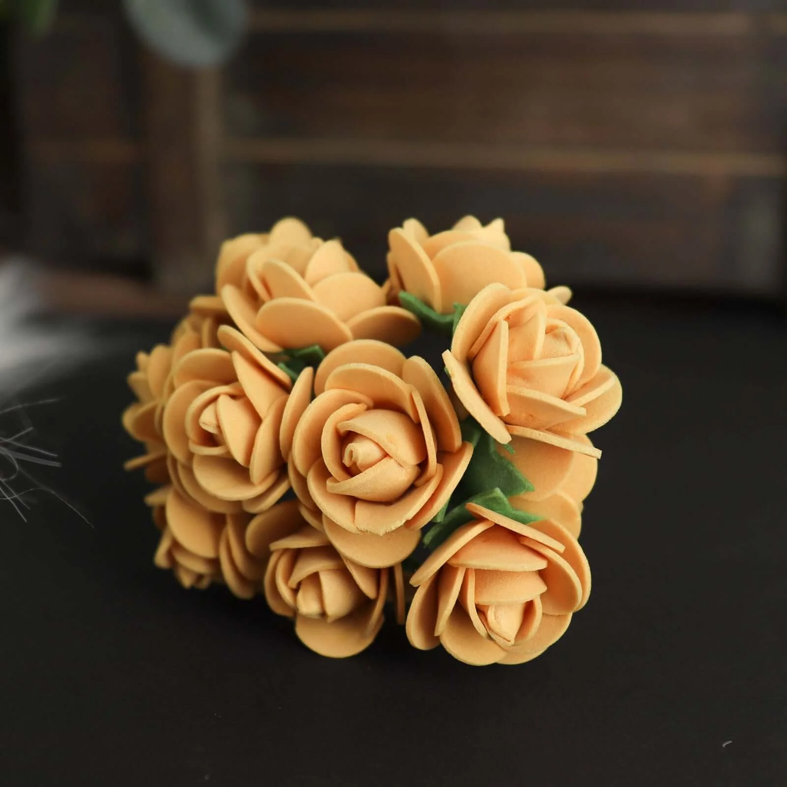 48 Roses Gold Real Touch Artificial DIY Foam Rose Flowers With Stem, Craft Rose Buds 1" - Image 13