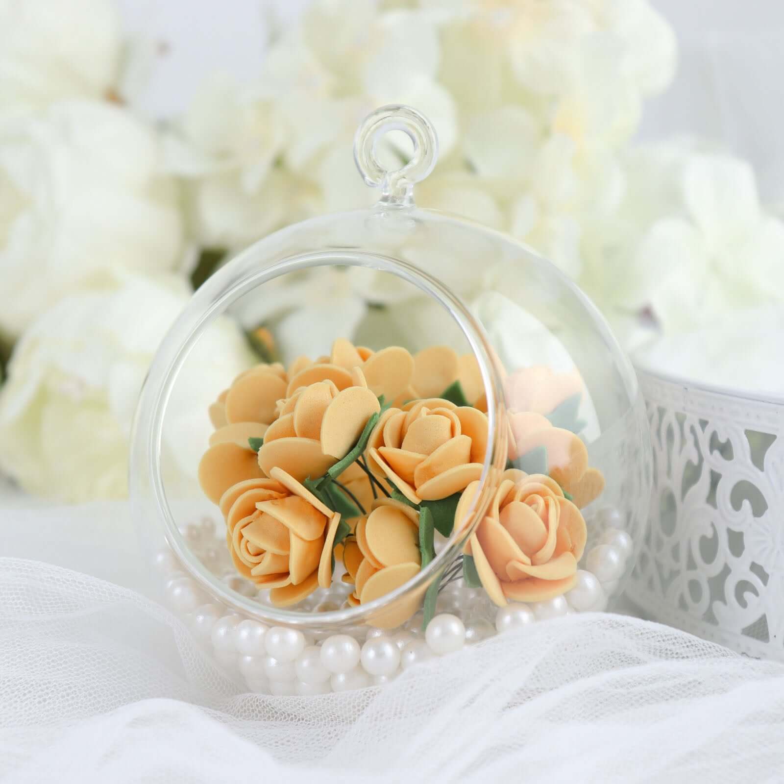 48 Roses Gold Real Touch Artificial DIY Foam Rose Flowers With Stem, Craft Rose Buds 1" - Image 9