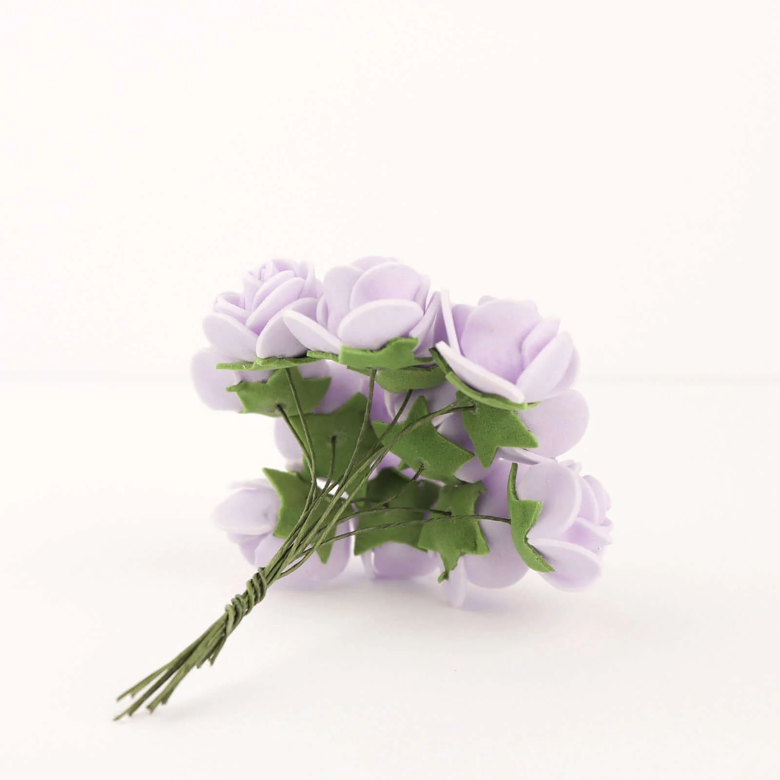 48 Roses Lavender Lilac Real Touch Artificial DIY Foam Rose Flowers With Stem, Craft Rose Buds 1" - Image 7