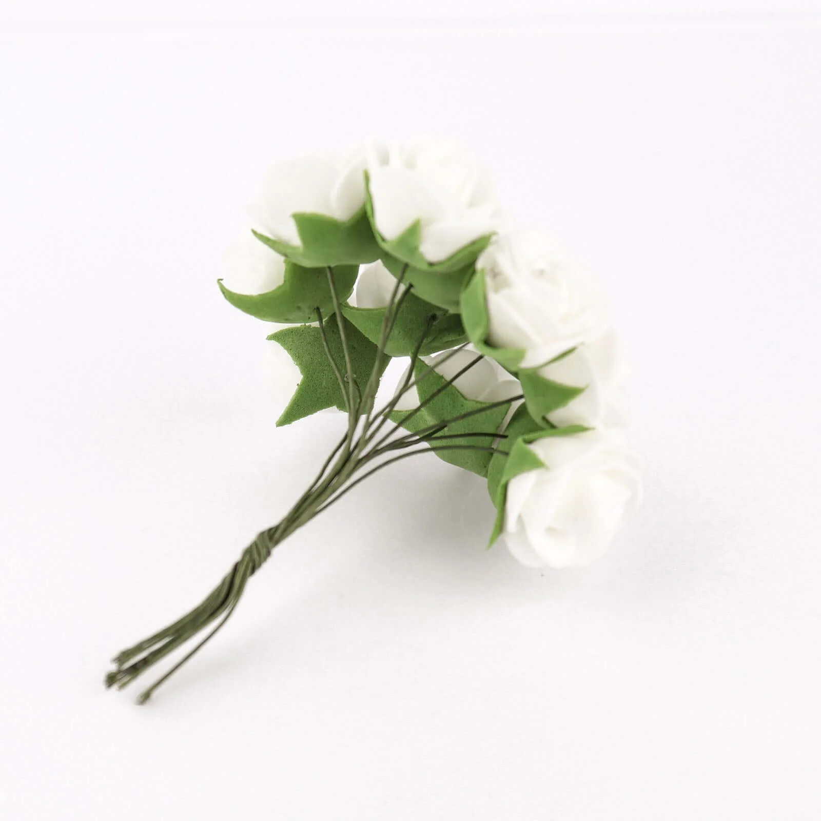 48 Roses White Real Touch Artificial DIY Foam Rose Flowers With Stem, Craft Rose Buds 1" - Image 7