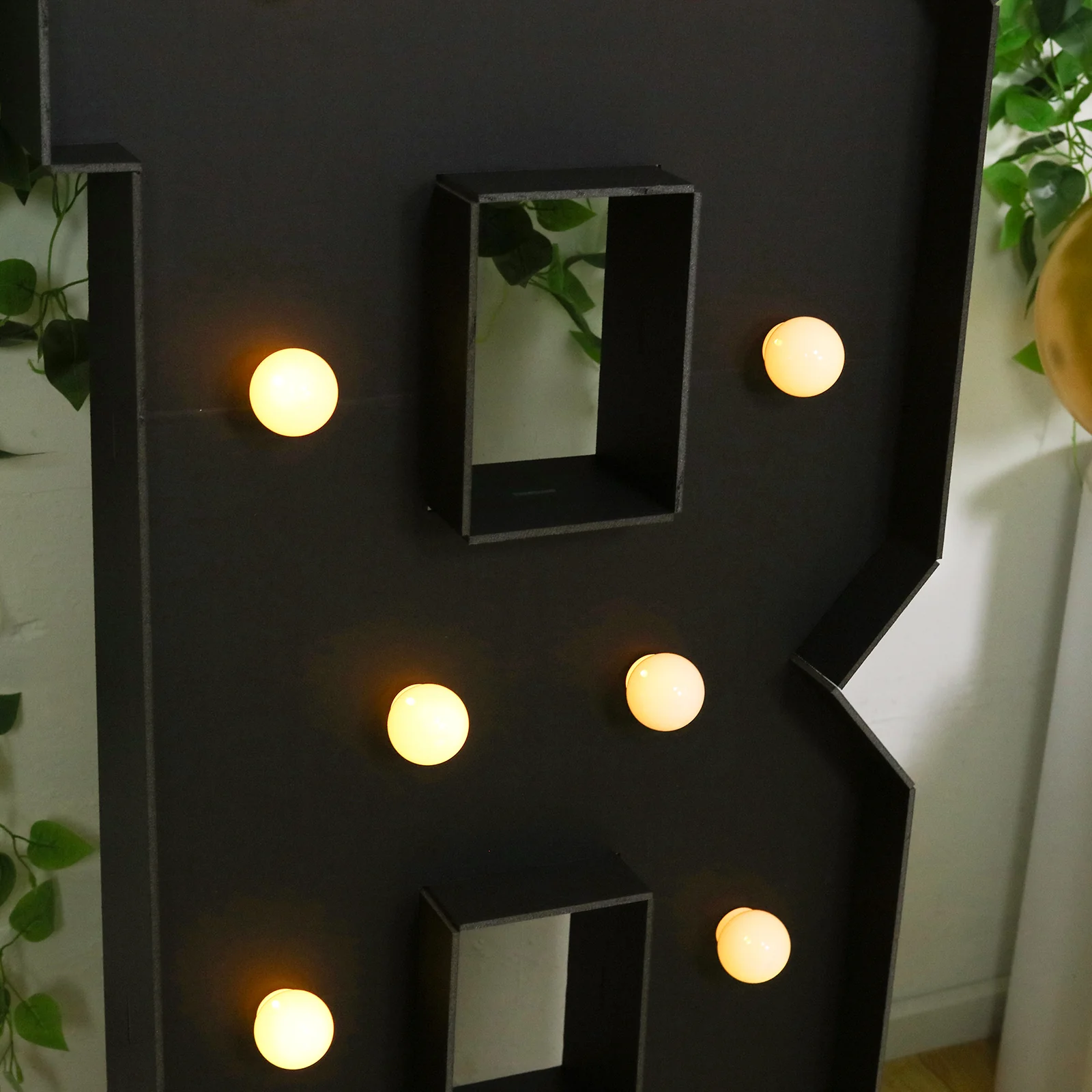 4ft Giant LED Marquee Letter "B", Black Pre-Cut Foam Board with 10 Warm White Battery Operated LEDs, Glue Gun and Sticks - Image 2