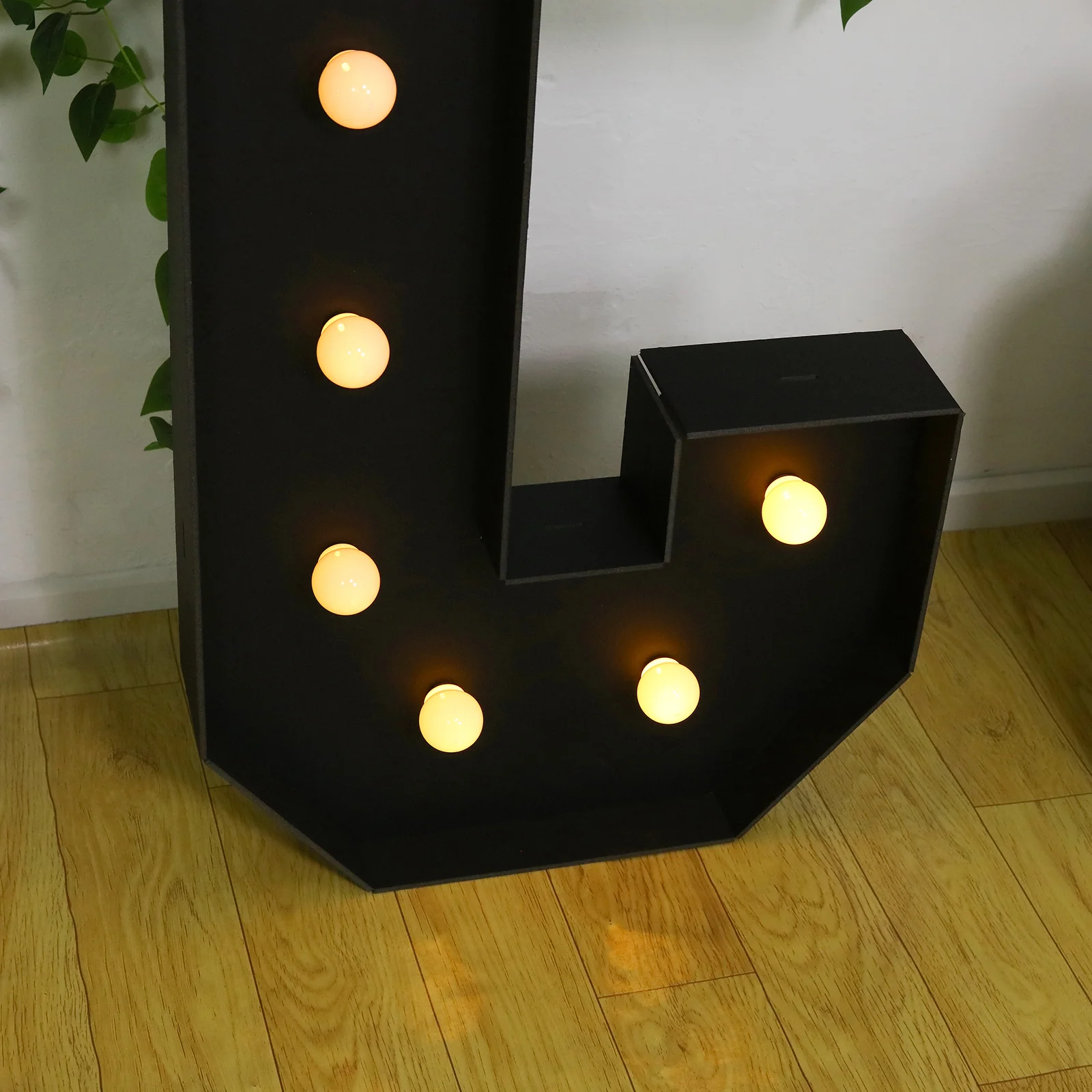 4ft Giant LED Marquee Letter "C", Black Pre-Cut Foam Board with 10 Warm White Battery Operated LEDs, Glue Gun and Sticks - Image 2