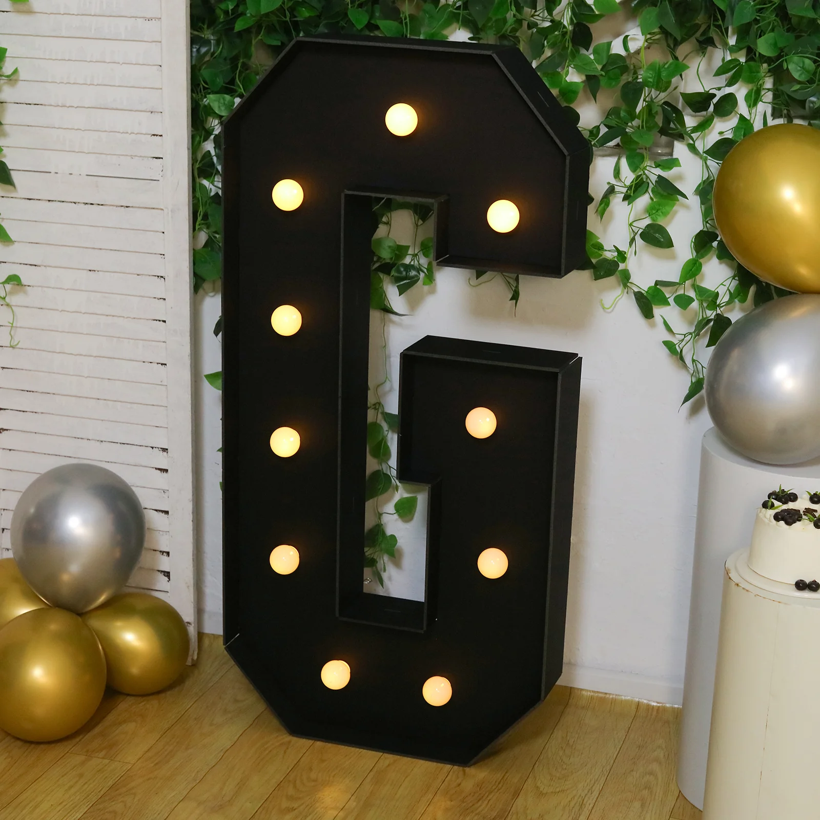 4ft Giant LED Marquee Letter "G", Black Pre-Cut Foam Board with 10 Warm White Battery Operated LEDs, Glue Gun and Sticks - Image 8
