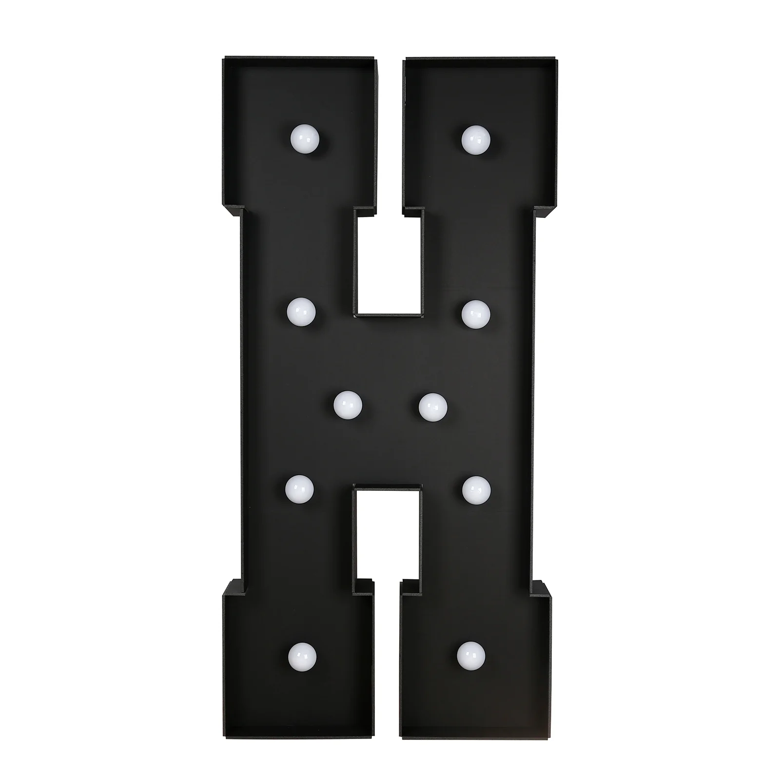 4ft Giant LED Marquee Letter "H", Black Pre-Cut Foam Board with 10 Warm White Battery Operated LEDs, Glue Gun and Sticks - Image 2