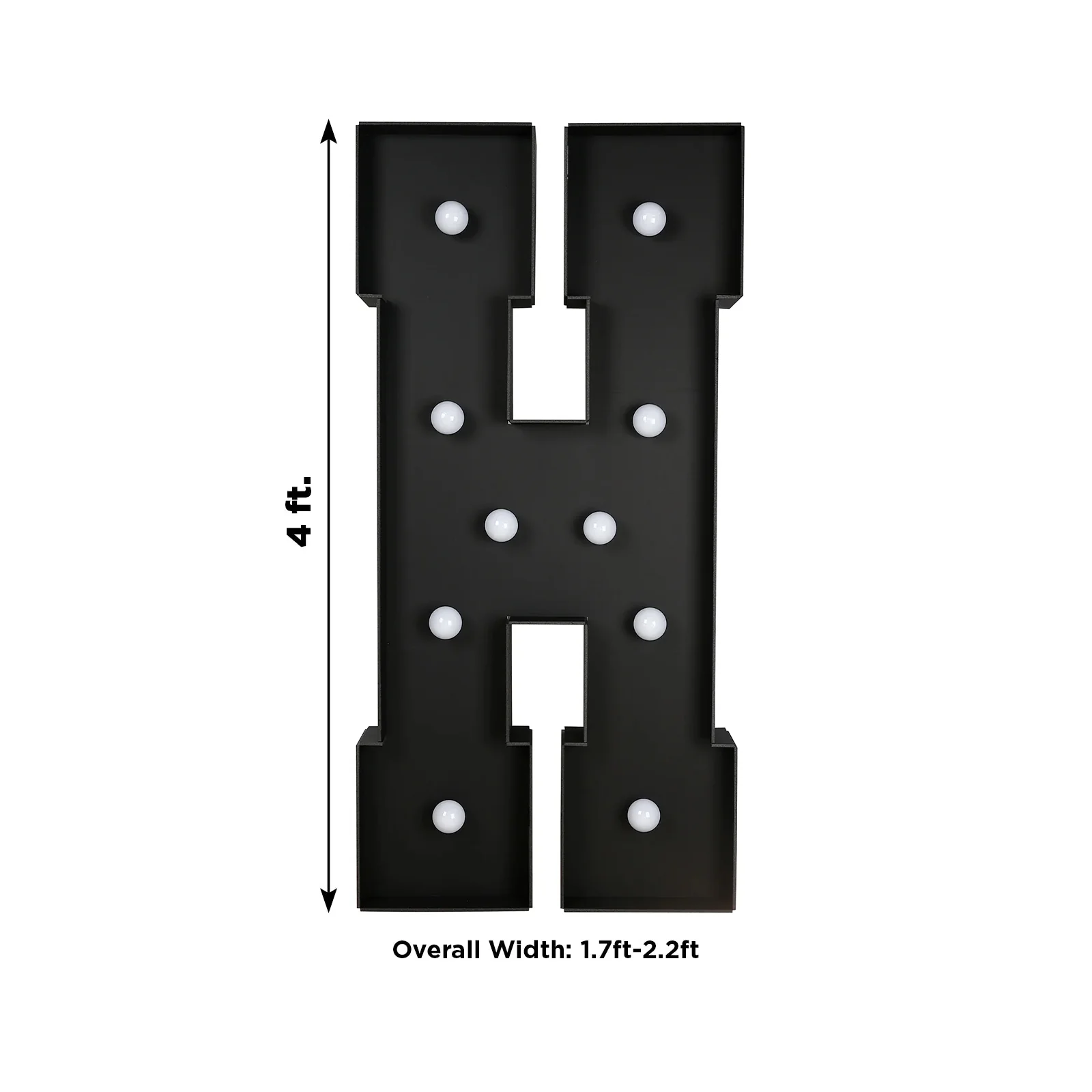 4ft Giant LED Marquee Letter "H", Black Pre-Cut Foam Board with 10 Warm White Battery Operated LEDs, Glue Gun and Sticks - Image 3