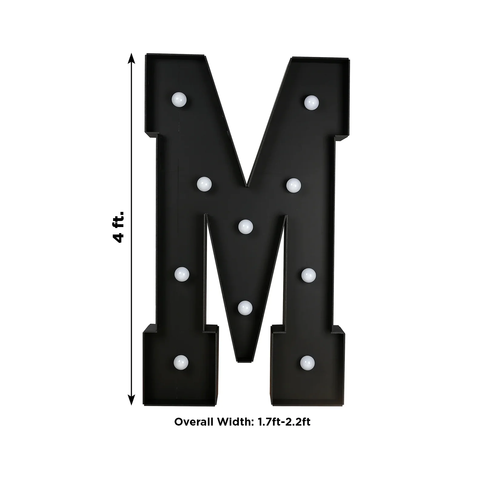 4ft Giant LED Marquee Letter "M", Black Pre-Cut Foam Board with 10 Warm White Battery Operated LEDs, Glue Gun and Sticks - Image 3