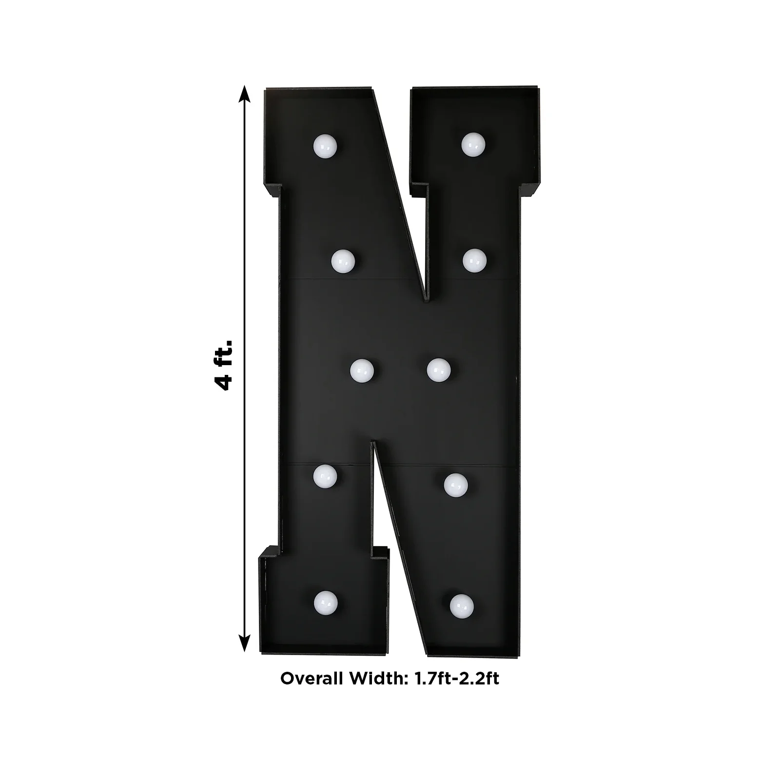 4ft Giant LED Marquee Letter "N", Black Pre-Cut Foam Board with 10 Warm White Battery Operated LEDs, Glue Gun and Sticks - Image 3