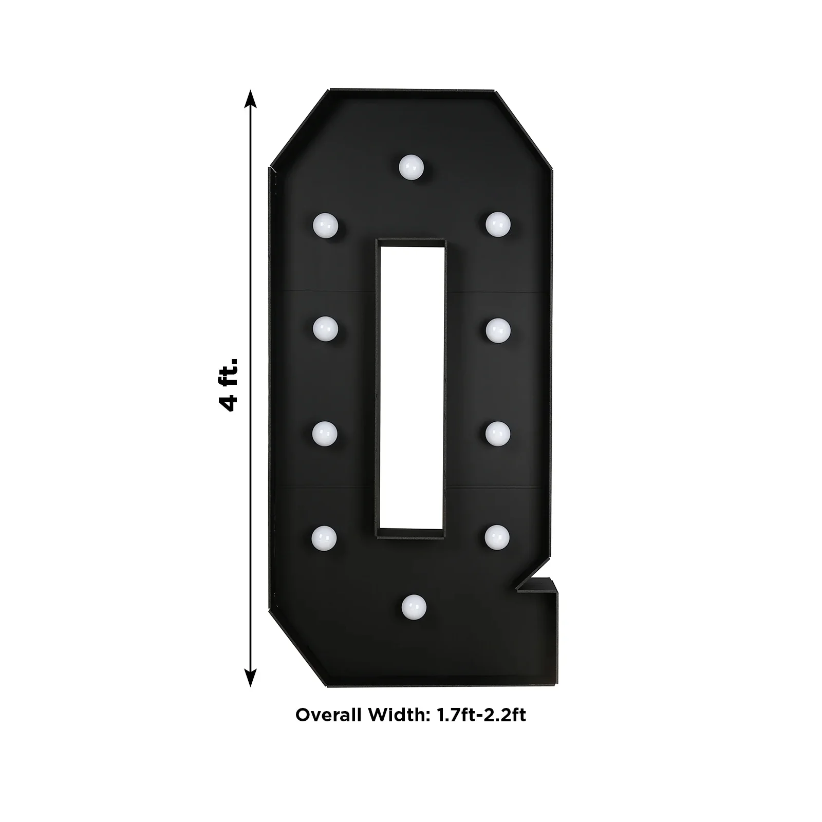 4ft Giant LED Marquee Letter "Q", Black Pre-Cut Foam Board with 10 Warm White Battery Operated LEDs, Glue Gun and Sticks - Image 3