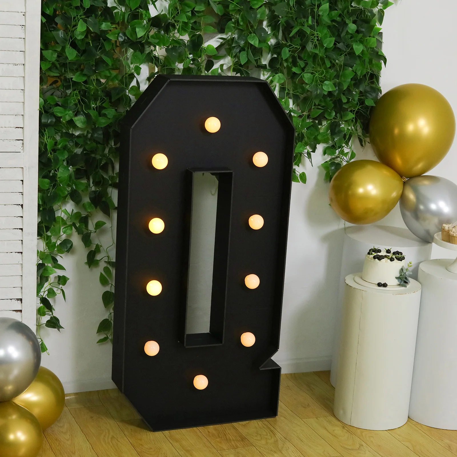 4ft Giant LED Marquee Letter "Q", Black Pre-Cut Foam Board with 10 Warm White Battery Operated LEDs, Glue Gun and Sticks - Image 7