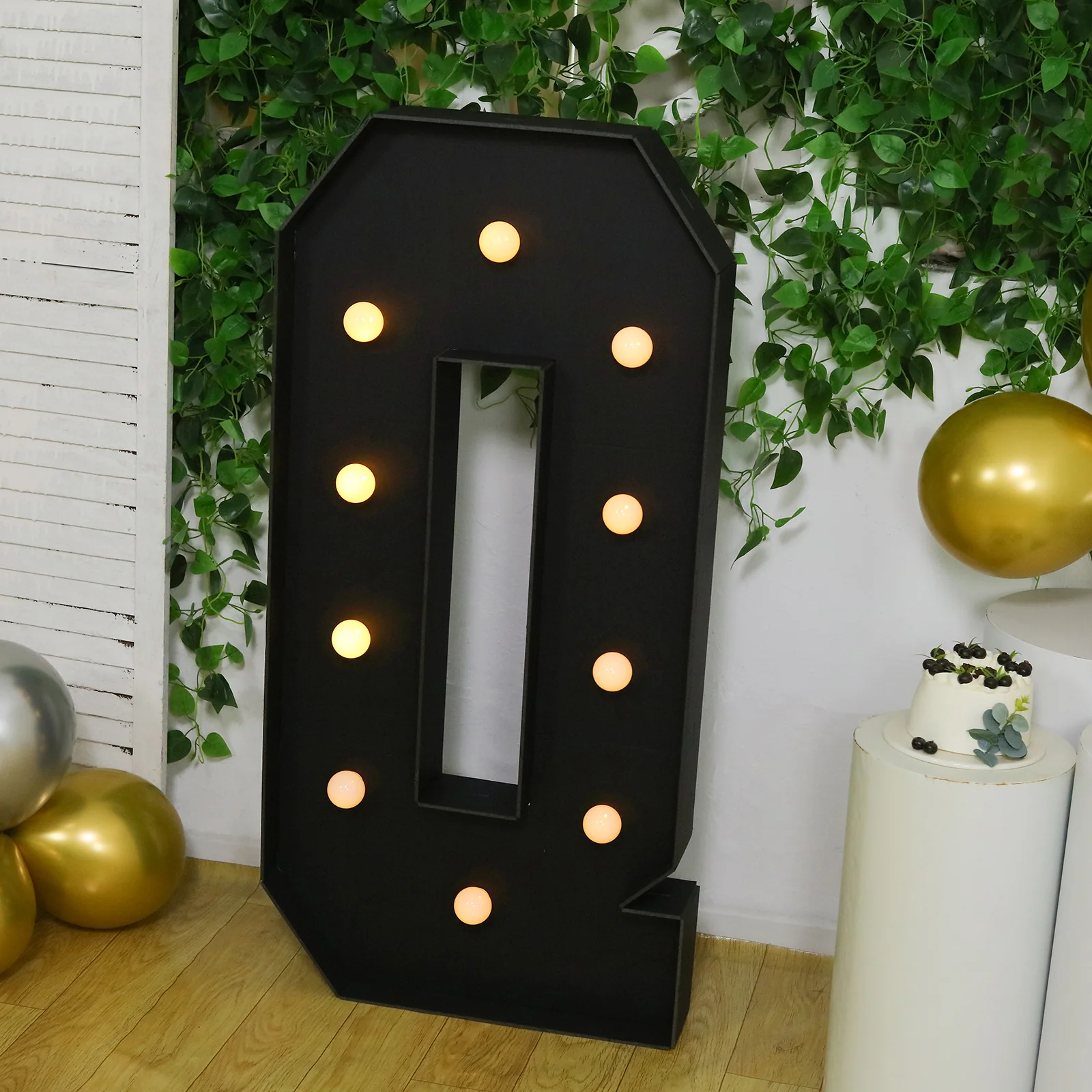4ft Giant LED Marquee Letter "Q", Black Pre-Cut Foam Board with 10 Warm White Battery Operated LEDs, Glue Gun and Sticks - Image 8